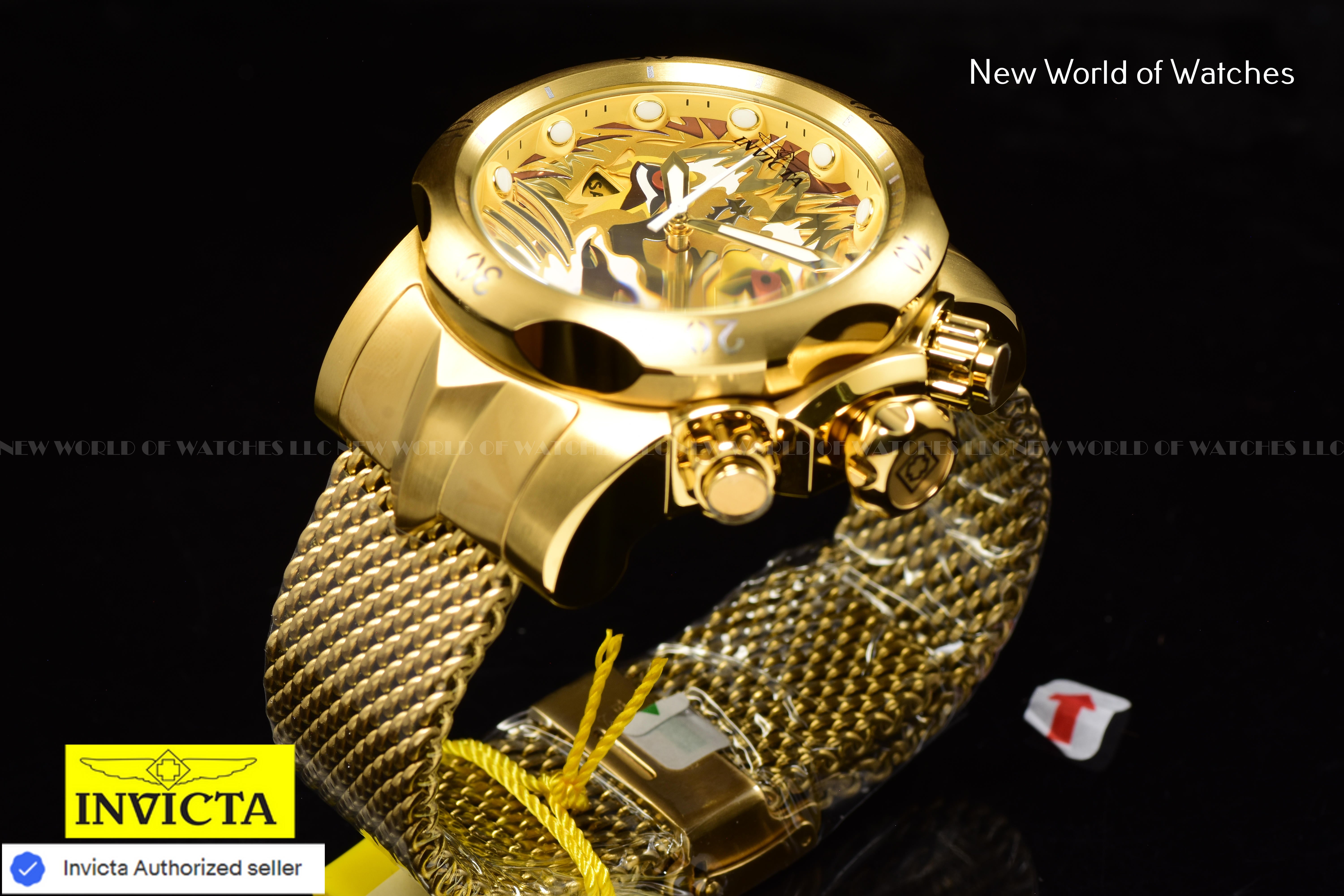 Invicta Men's VENOM 53.7mm LION FACE Chronograph Dial SS Gold Swiss Watch
