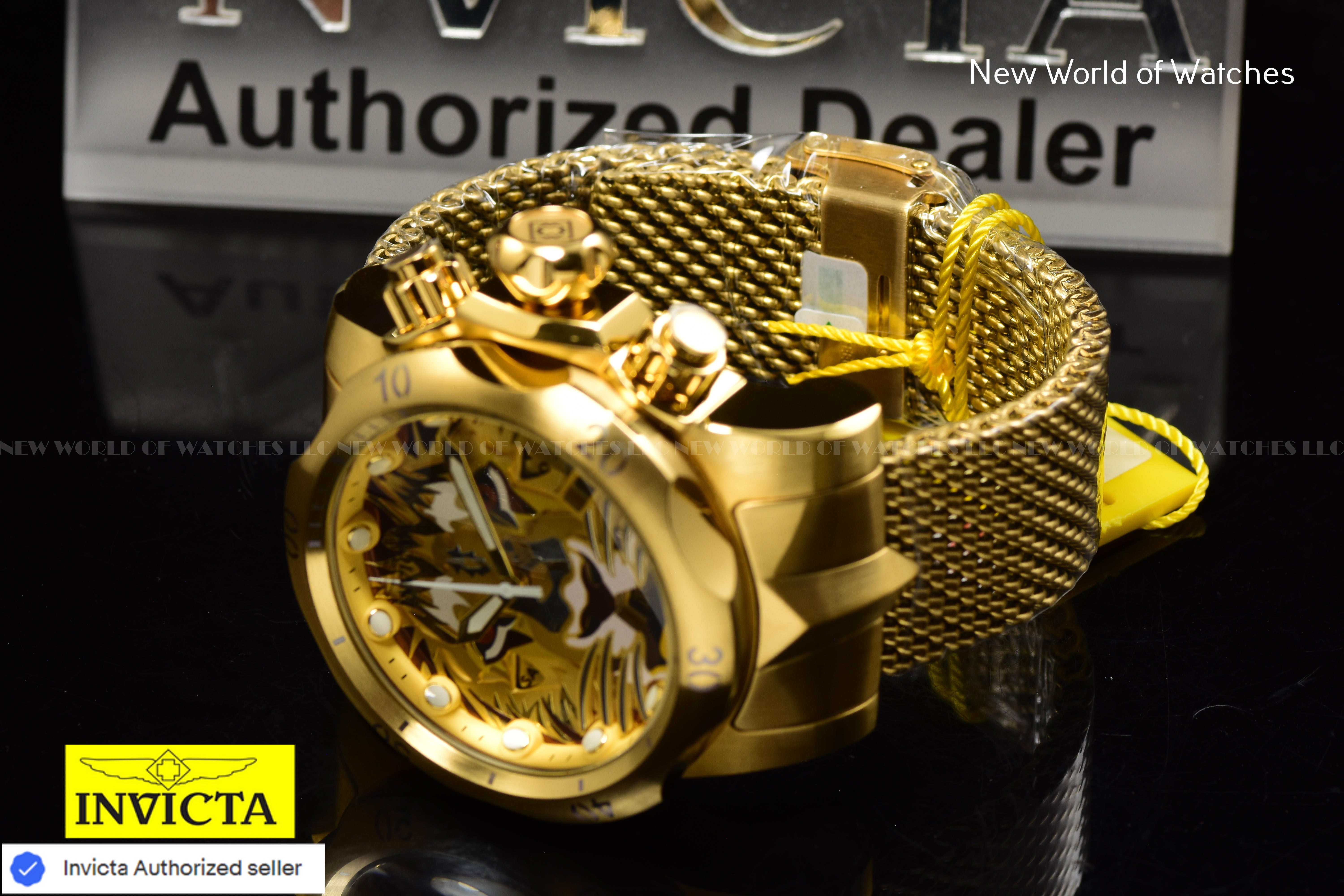 Invicta Men's VENOM 53.7mm LION FACE Chronograph Dial SS Gold Swiss Watch