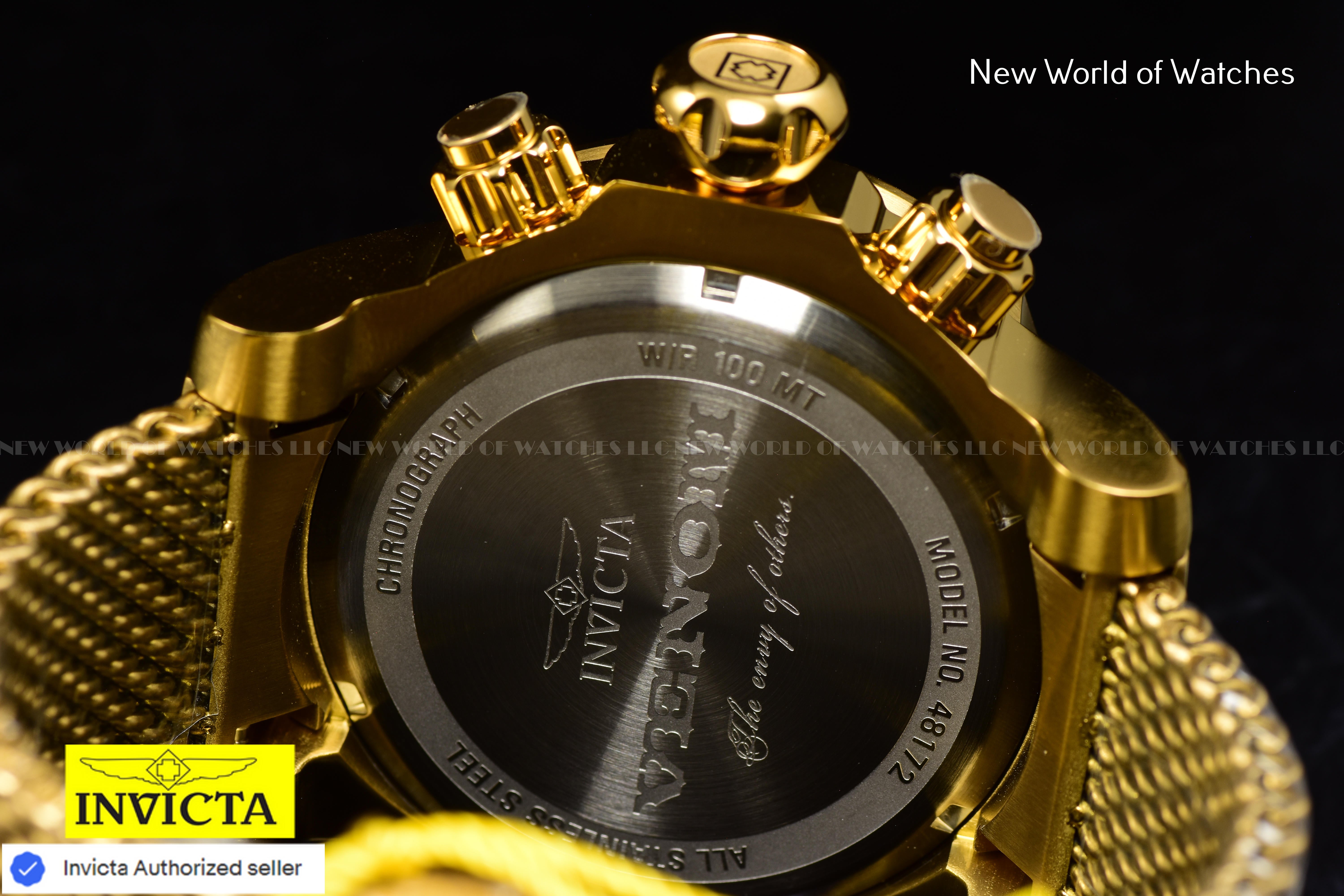 Invicta Men's VENOM 53.7mm LION FACE Chronograph Dial SS Gold Swiss Watch