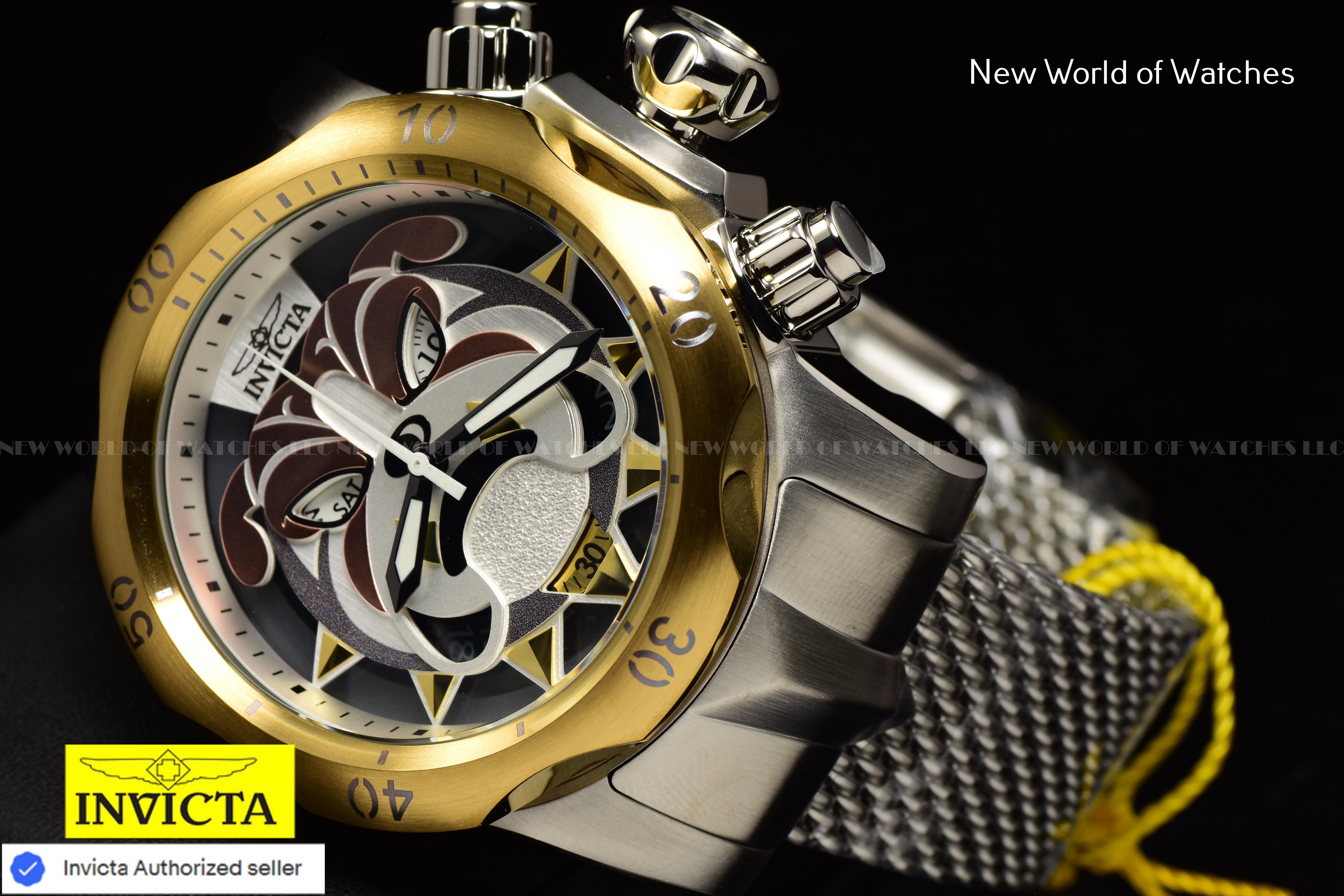 Invicta Men's VENOM Antique Silver BULL DOG 53.70mm Dial SWISS Chronograph Watch