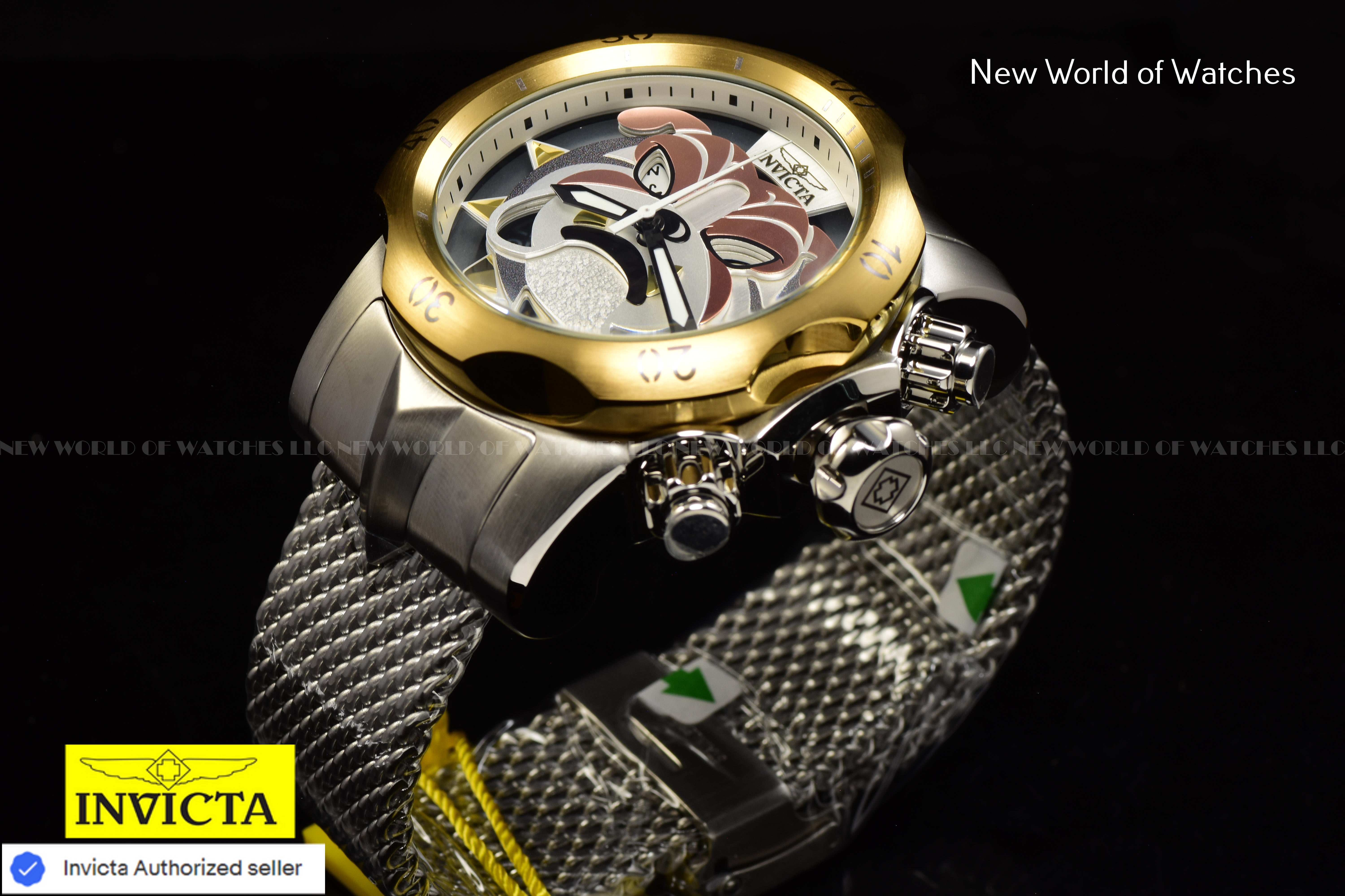 Invicta Men's VENOM Antique Silver BULL DOG 53.70mm Dial SWISS Chronograph Watch