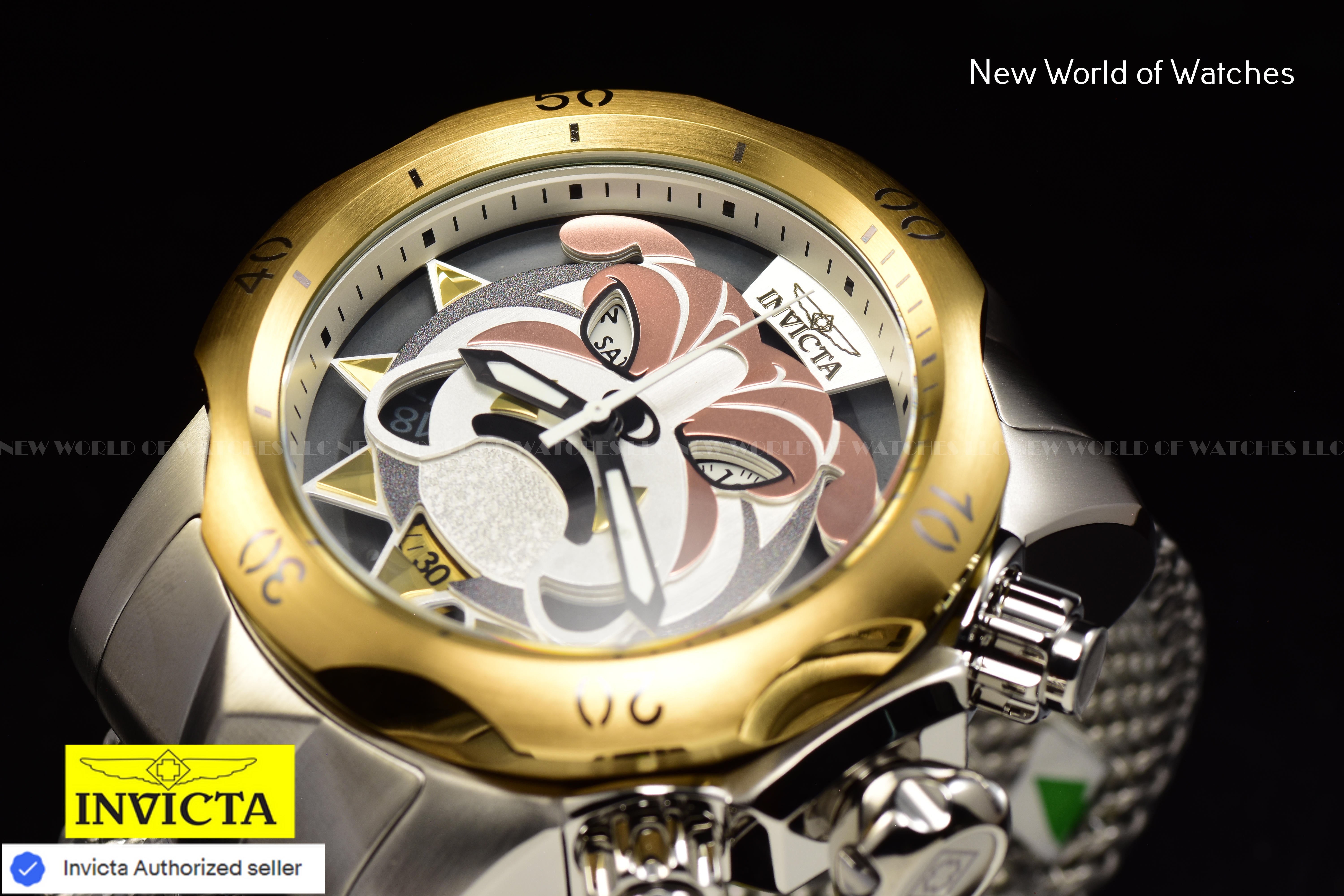 Invicta Men's VENOM Antique Silver BULL DOG 53.70mm Dial SWISS Chronograph Watch