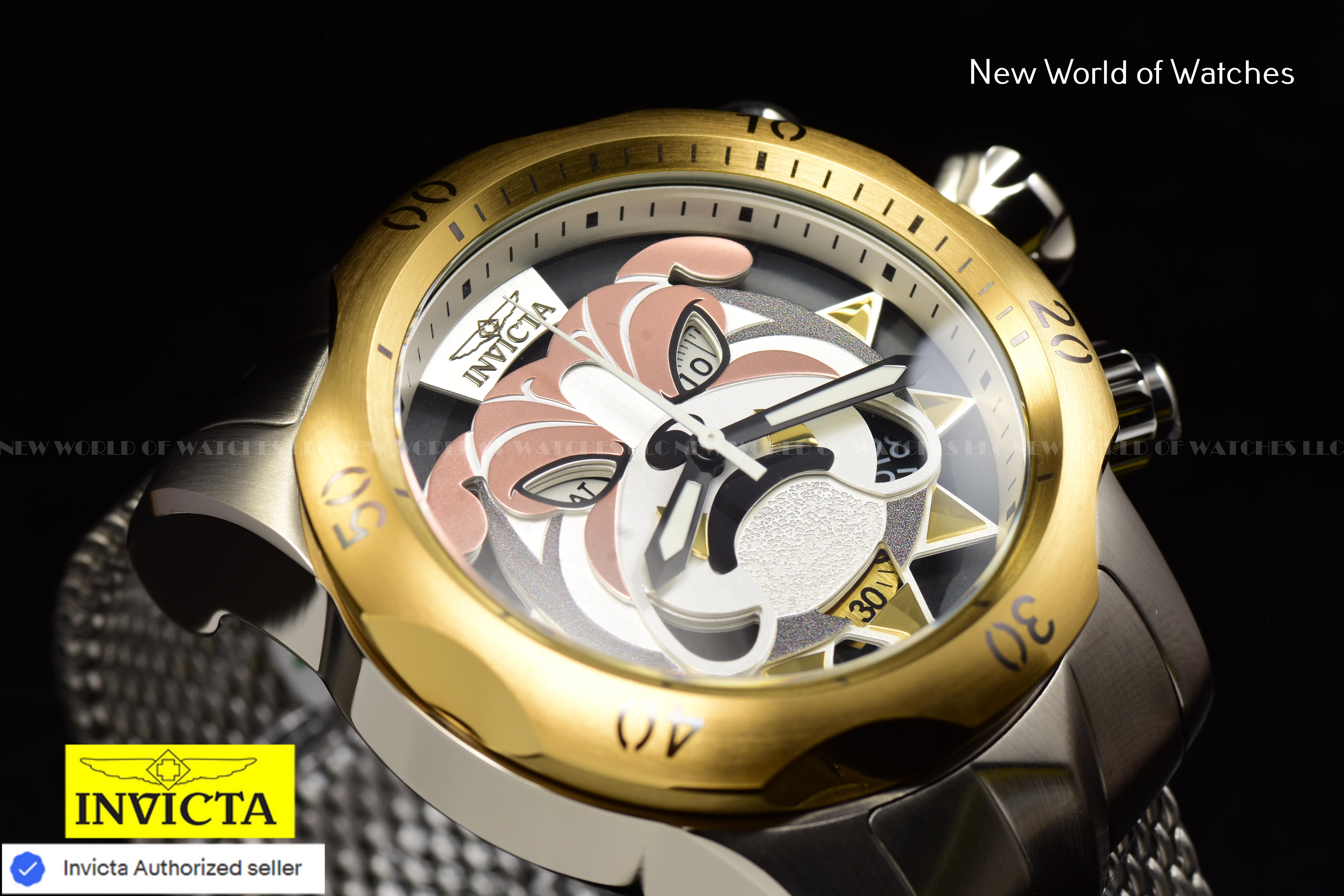 Invicta Men's VENOM Antique Silver BULL DOG 53.70mm Dial SWISS Chronograph Watch