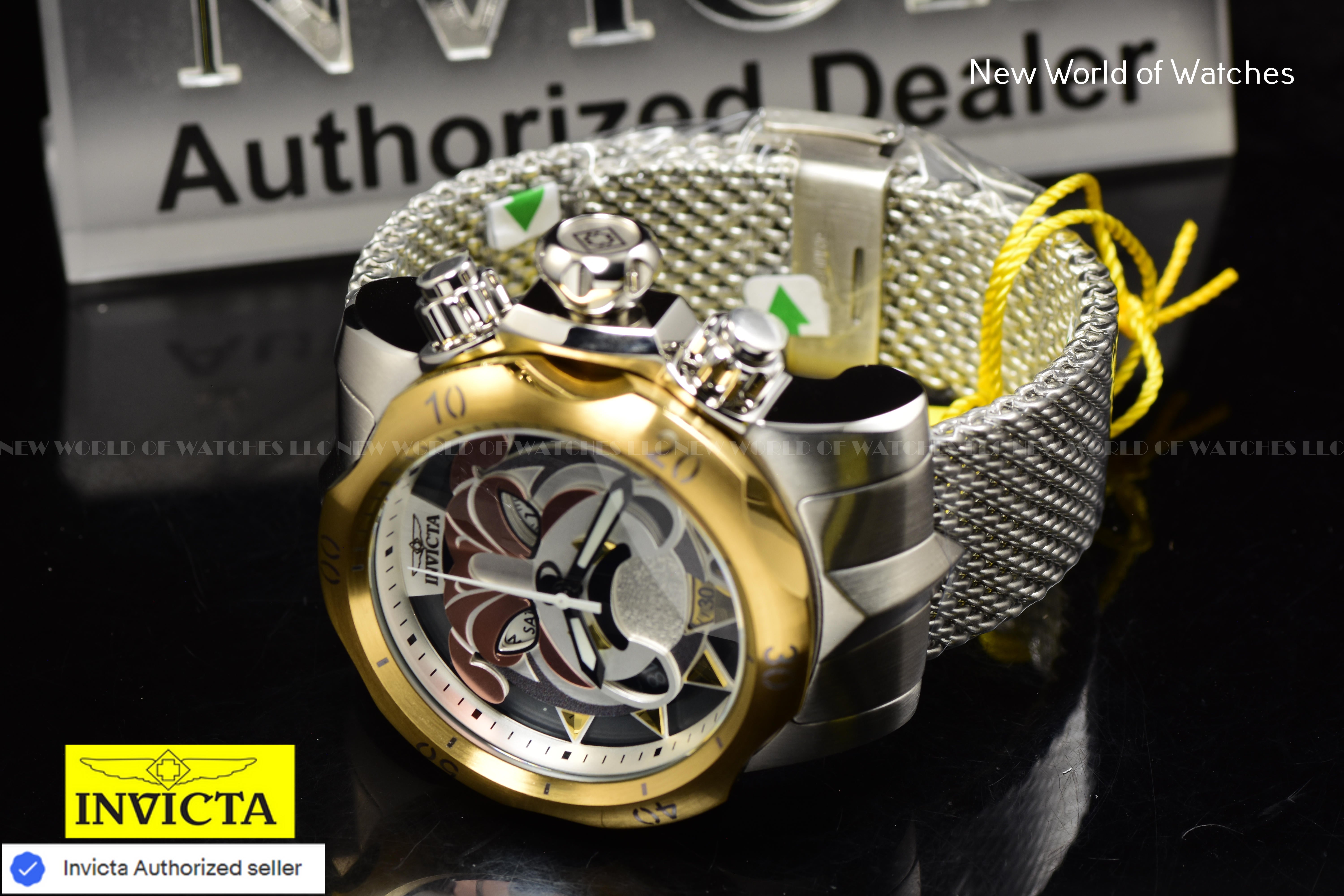 Invicta Men's VENOM Antique Silver BULL DOG 53.70mm Dial SWISS Chronograph Watch