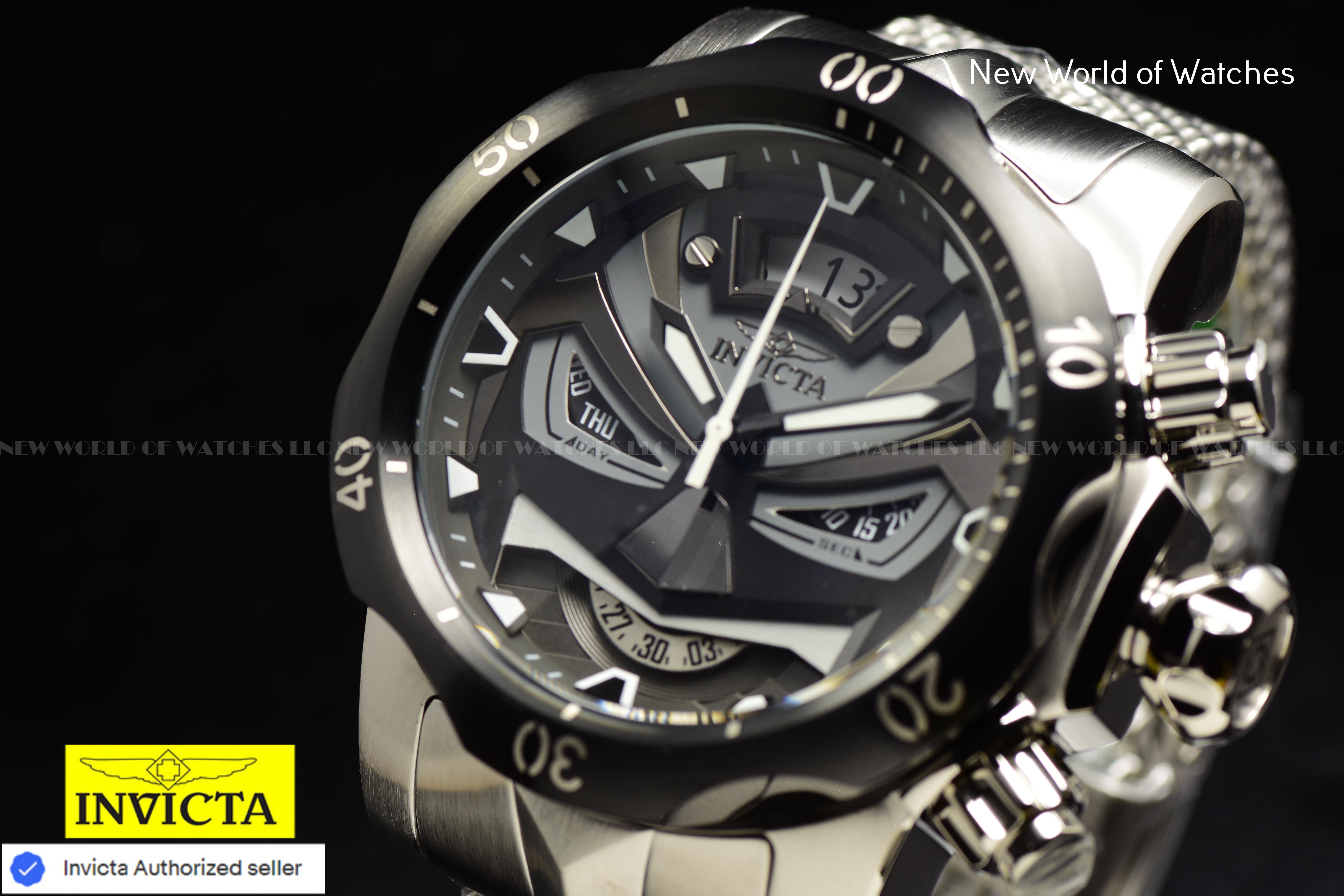 Invicta Men's VENOM Chronograph Gunmetal/Black Dial Stainless Steel Swiss Watch