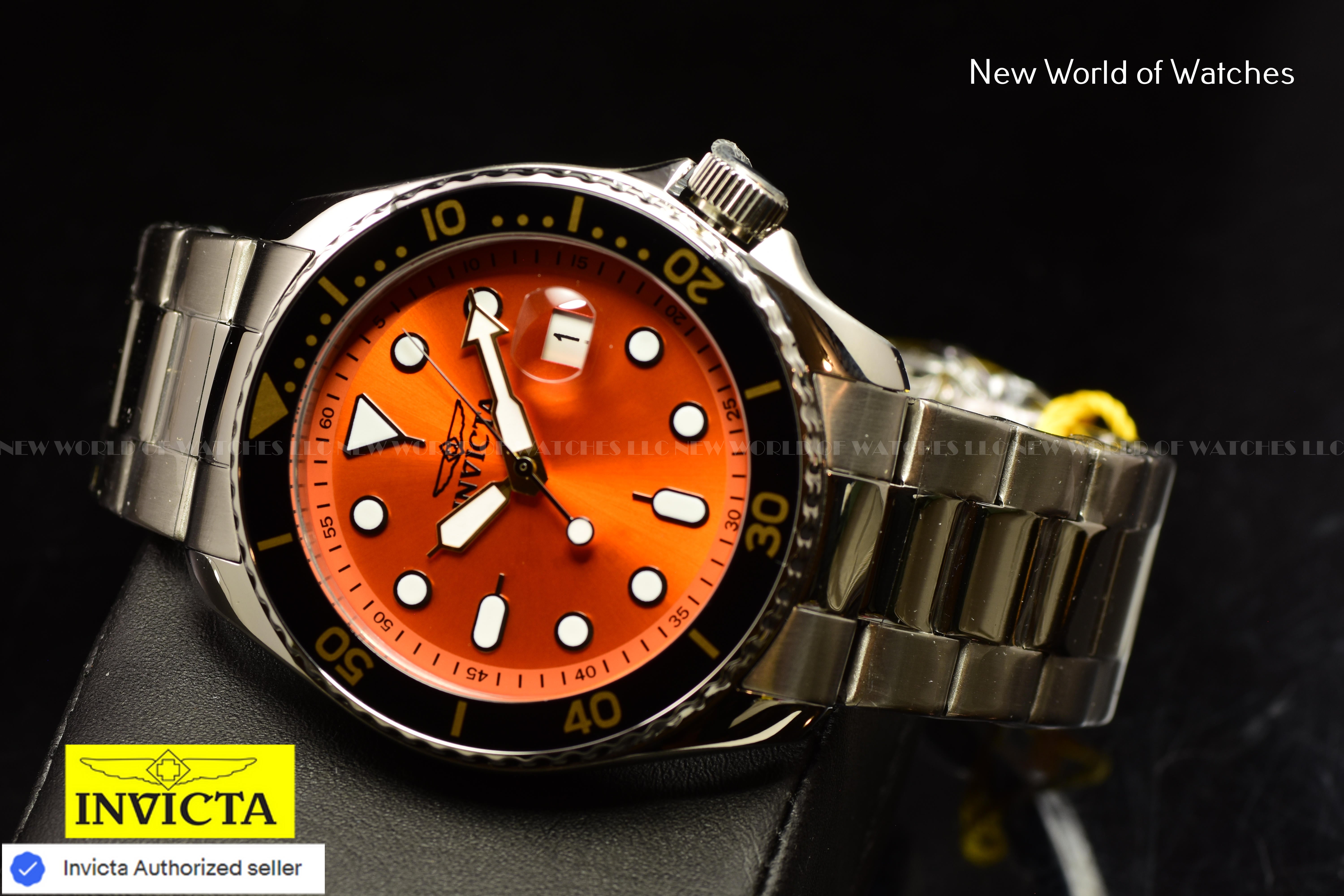Invicta Men's PRO DIVER 46mm LUMINOUS ORANGE Dial Stainless Steel Quartz Watch