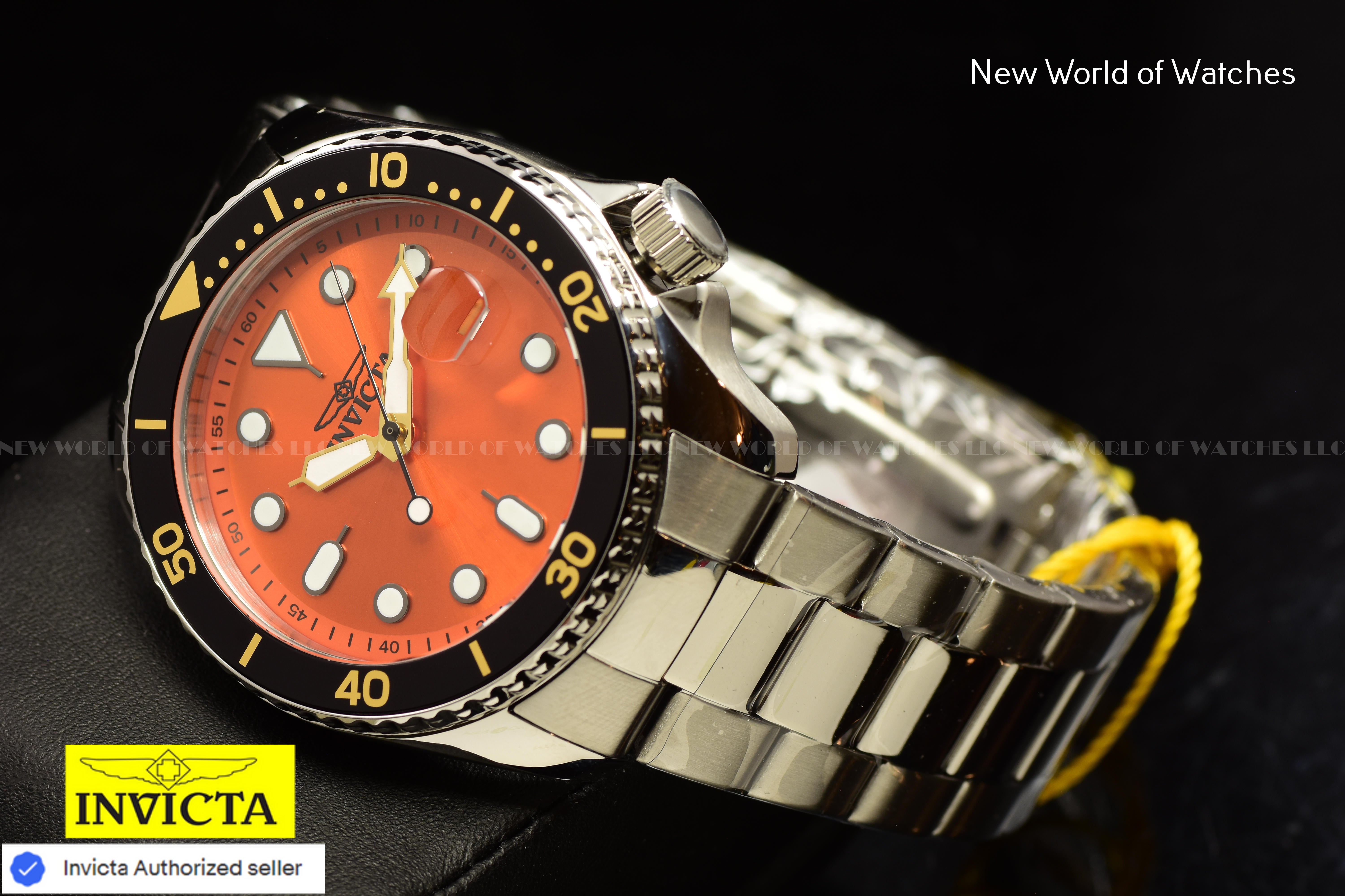 Invicta Men's PRO DIVER 46mm LUMINOUS ORANGE Dial Stainless Steel Quartz Watch