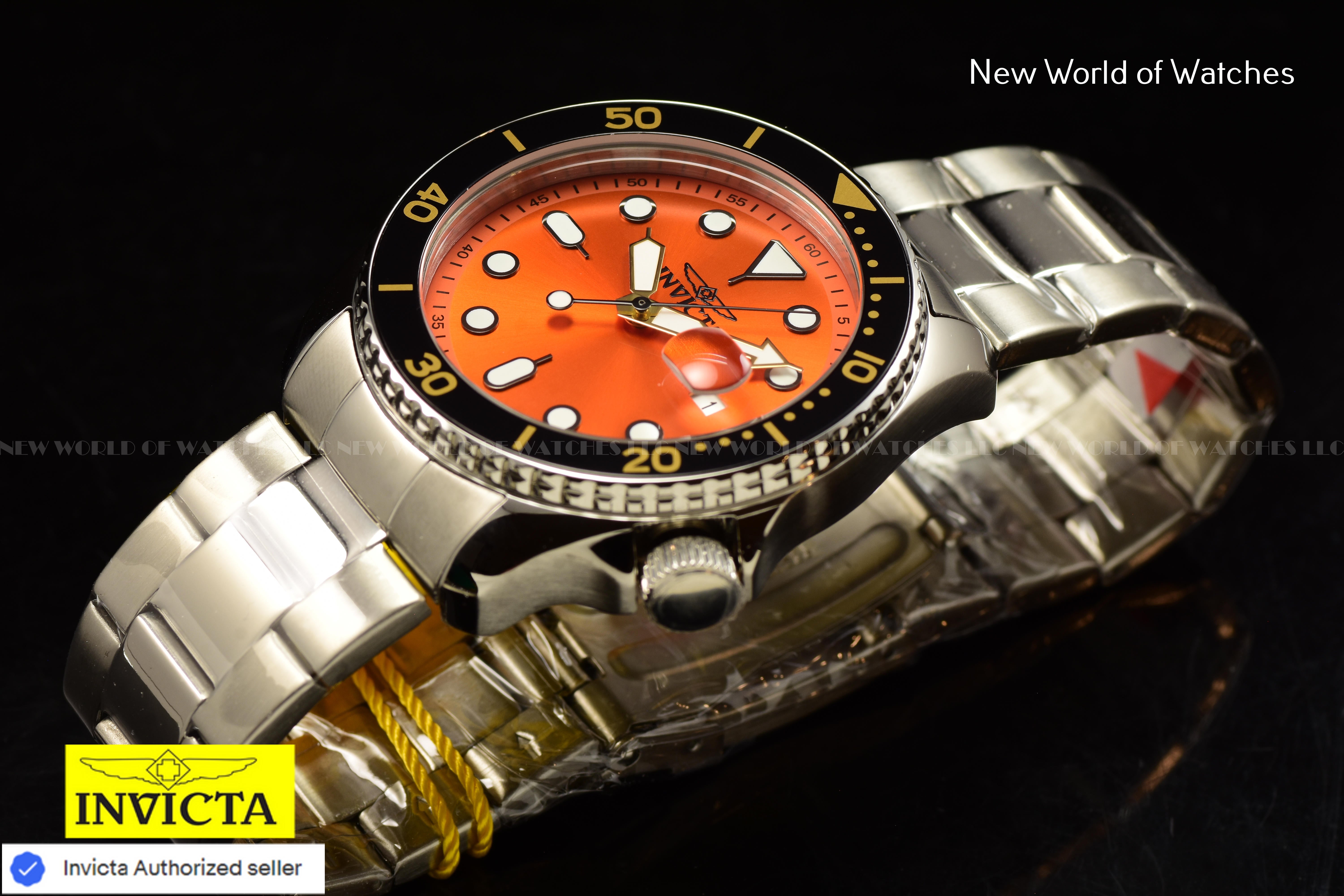 Invicta Men's PRO DIVER 46mm LUMINOUS ORANGE Dial Stainless Steel Quartz Watch