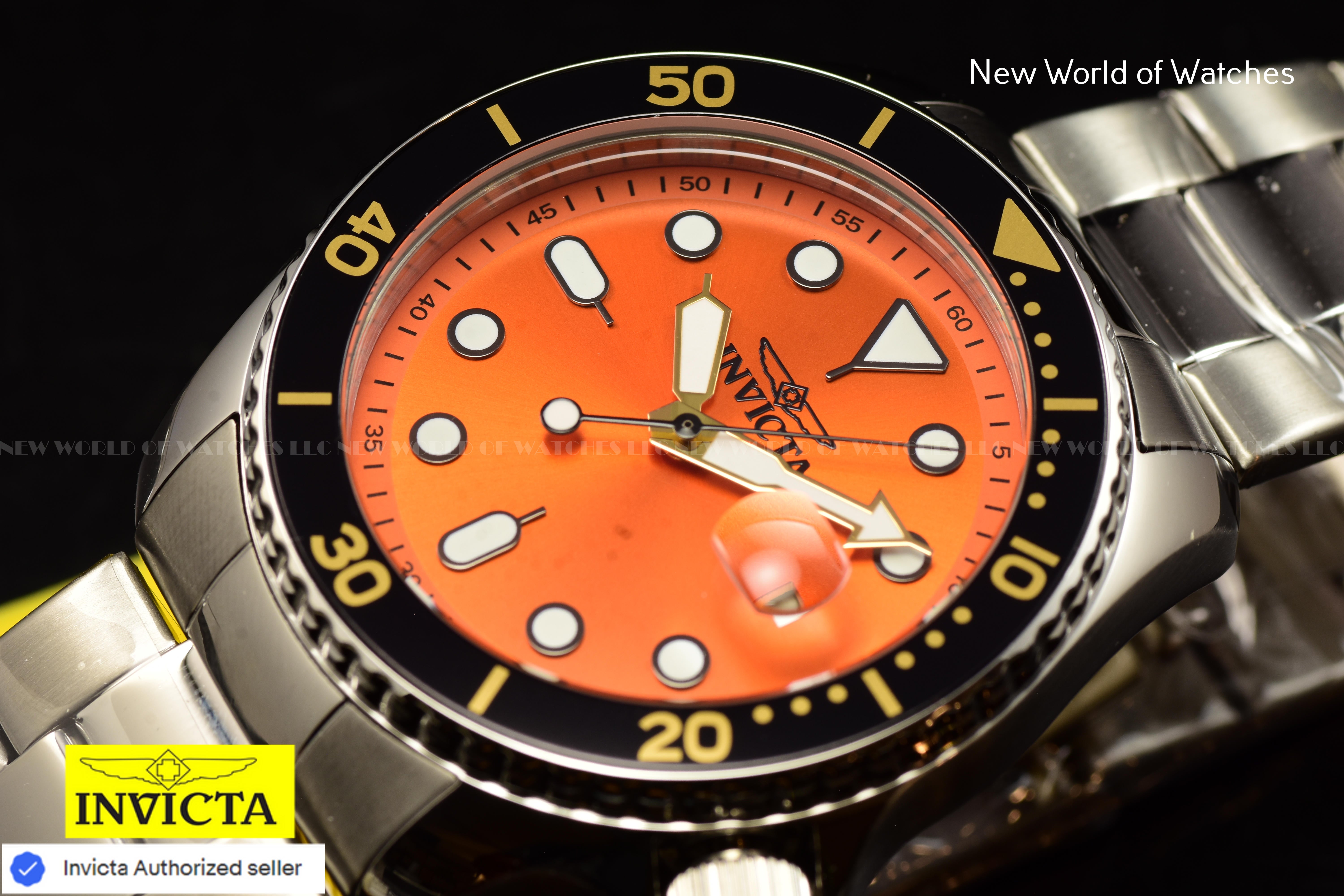 Invicta Men's PRO DIVER 46mm LUMINOUS ORANGE Dial Stainless Steel Quartz Watch