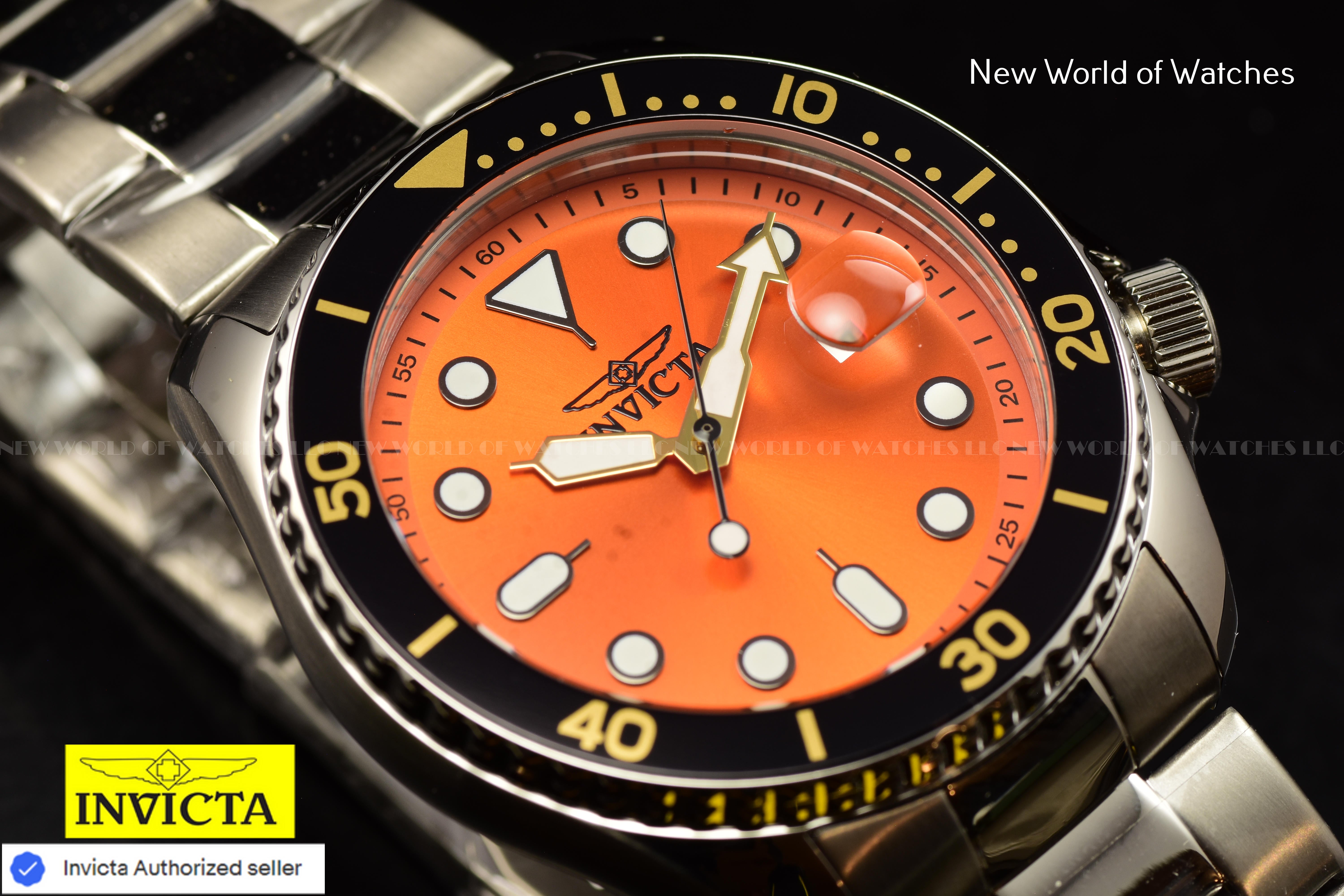 Invicta Men's PRO DIVER 46mm LUMINOUS ORANGE Dial Stainless Steel Quartz Watch