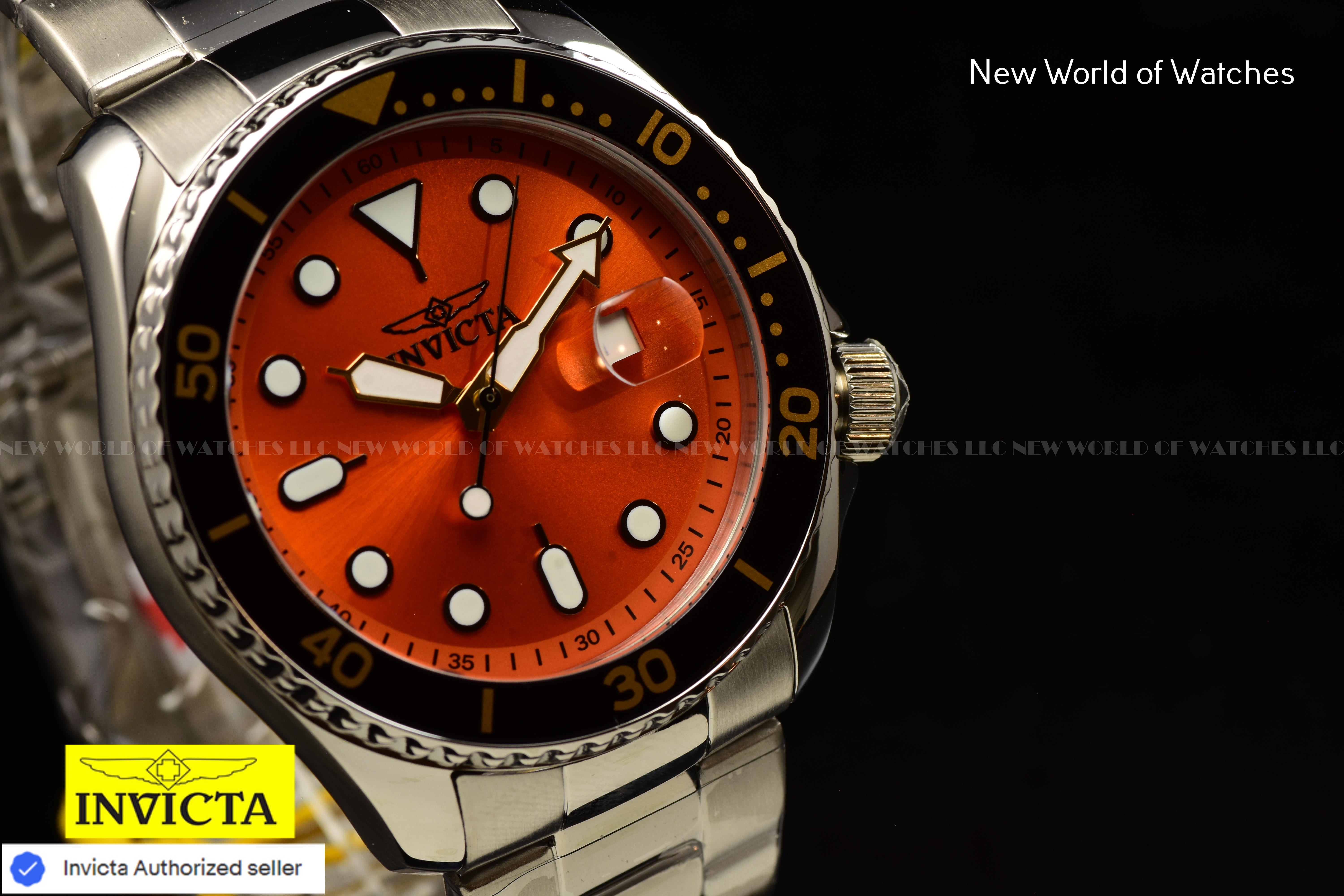 Invicta Men's PRO DIVER 46mm LUMINOUS ORANGE Dial Stainless Steel Quartz Watch