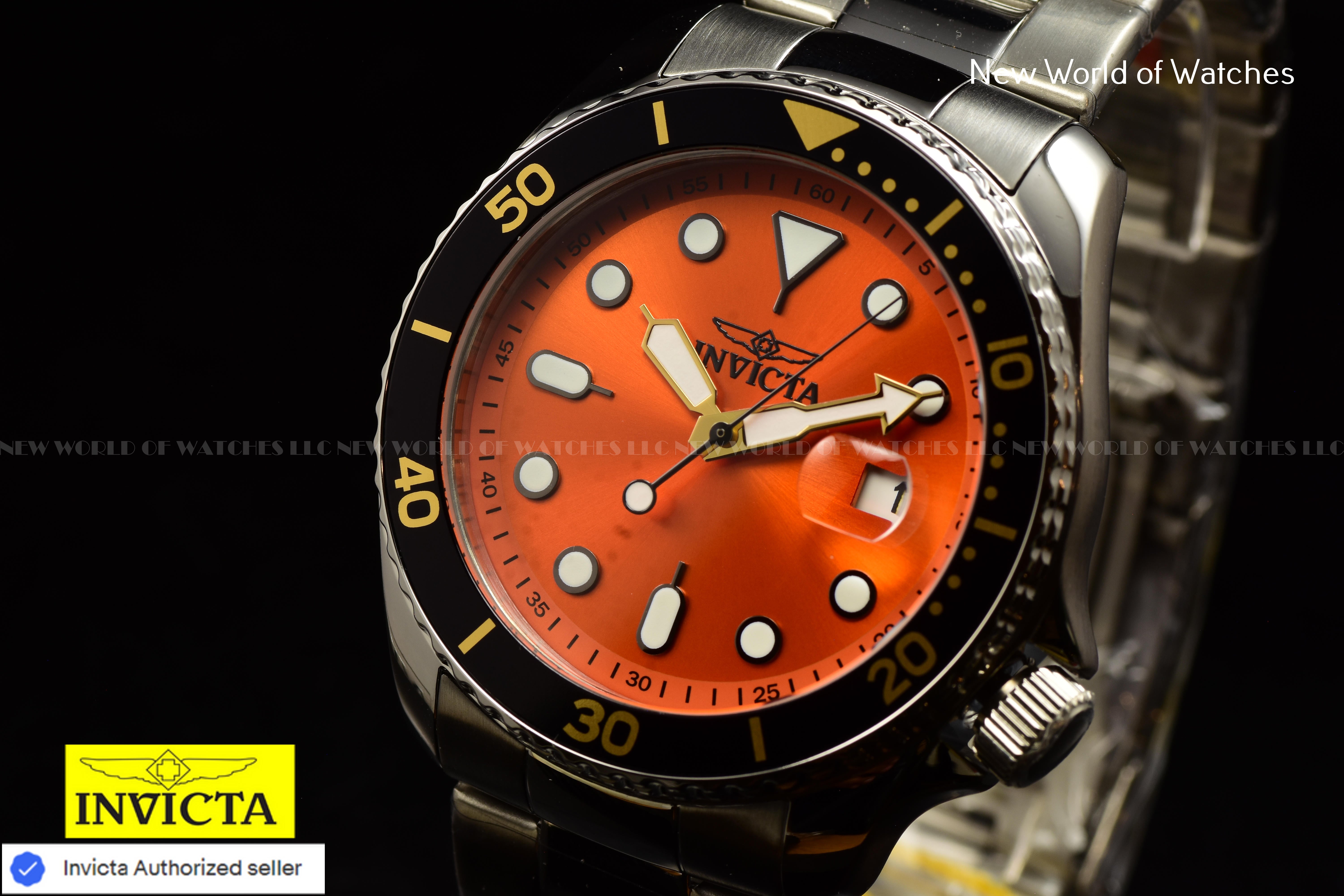 Invicta Men's PRO DIVER 46mm LUMINOUS ORANGE Dial Stainless Steel Quartz Watch