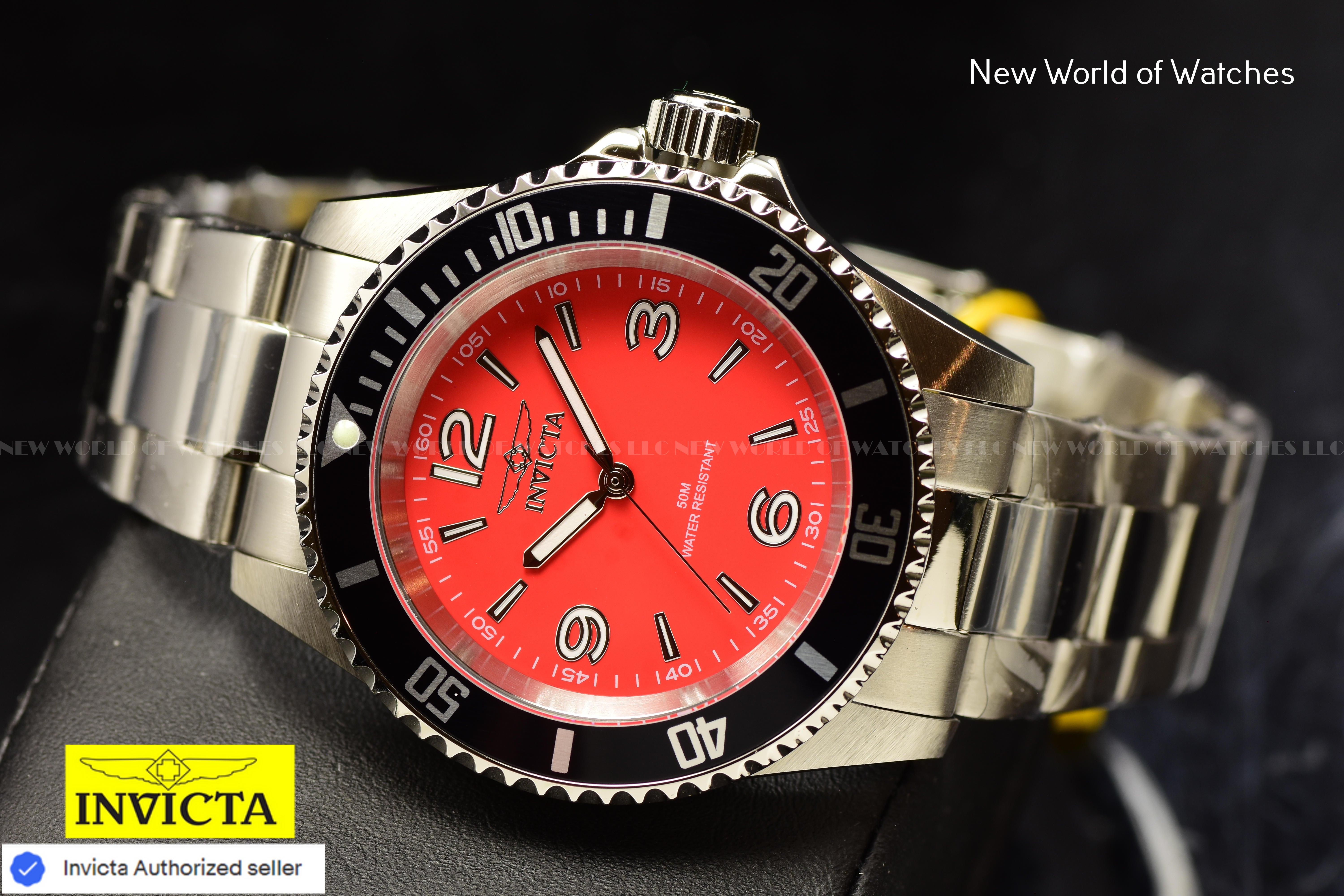 Invicta Men's SPECIALTY 40mm RED Dial Stainless Steel Bracelet Quartz Watch