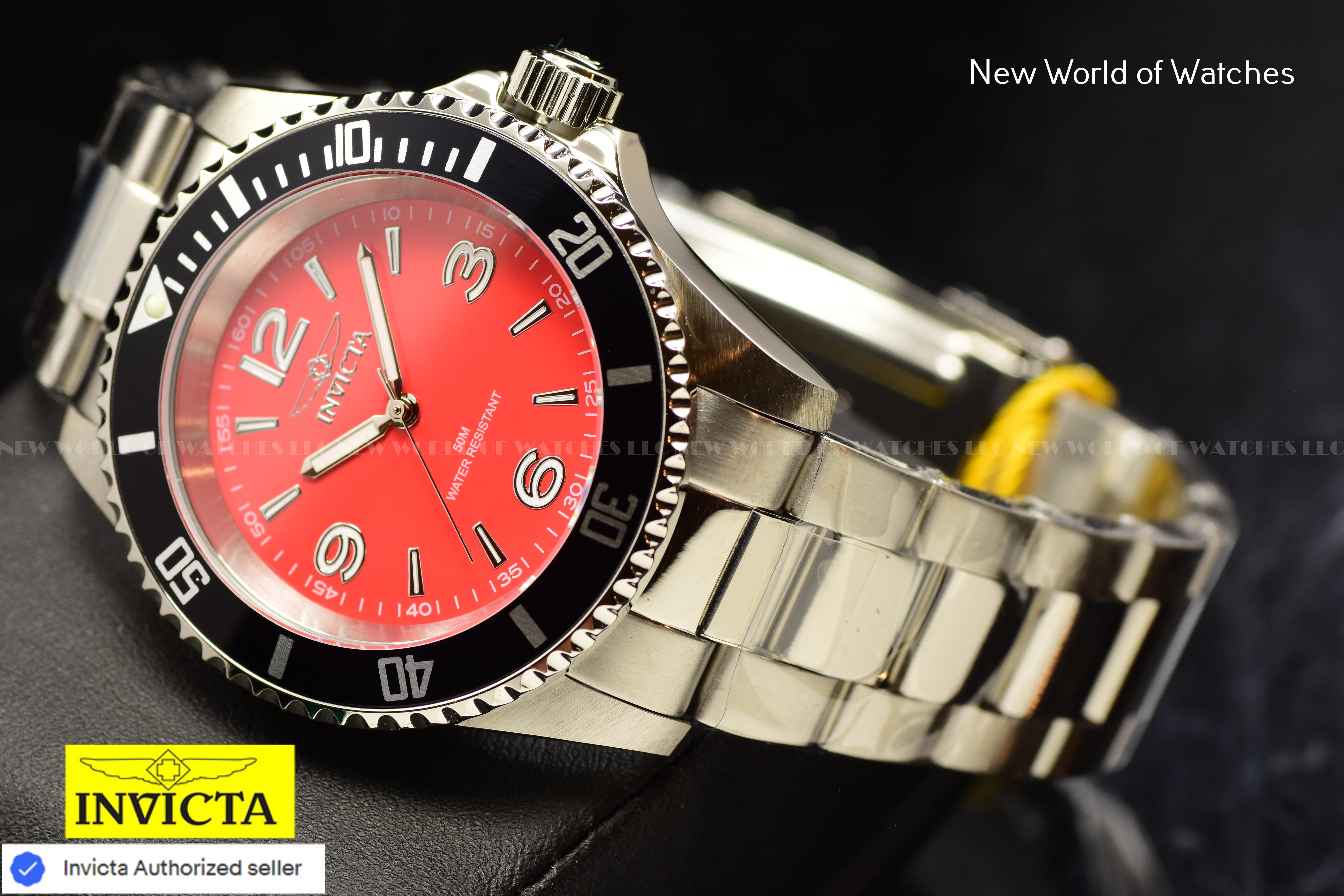 Invicta Men's SPECIALTY 40mm RED Dial Stainless Steel Bracelet Quartz Watch