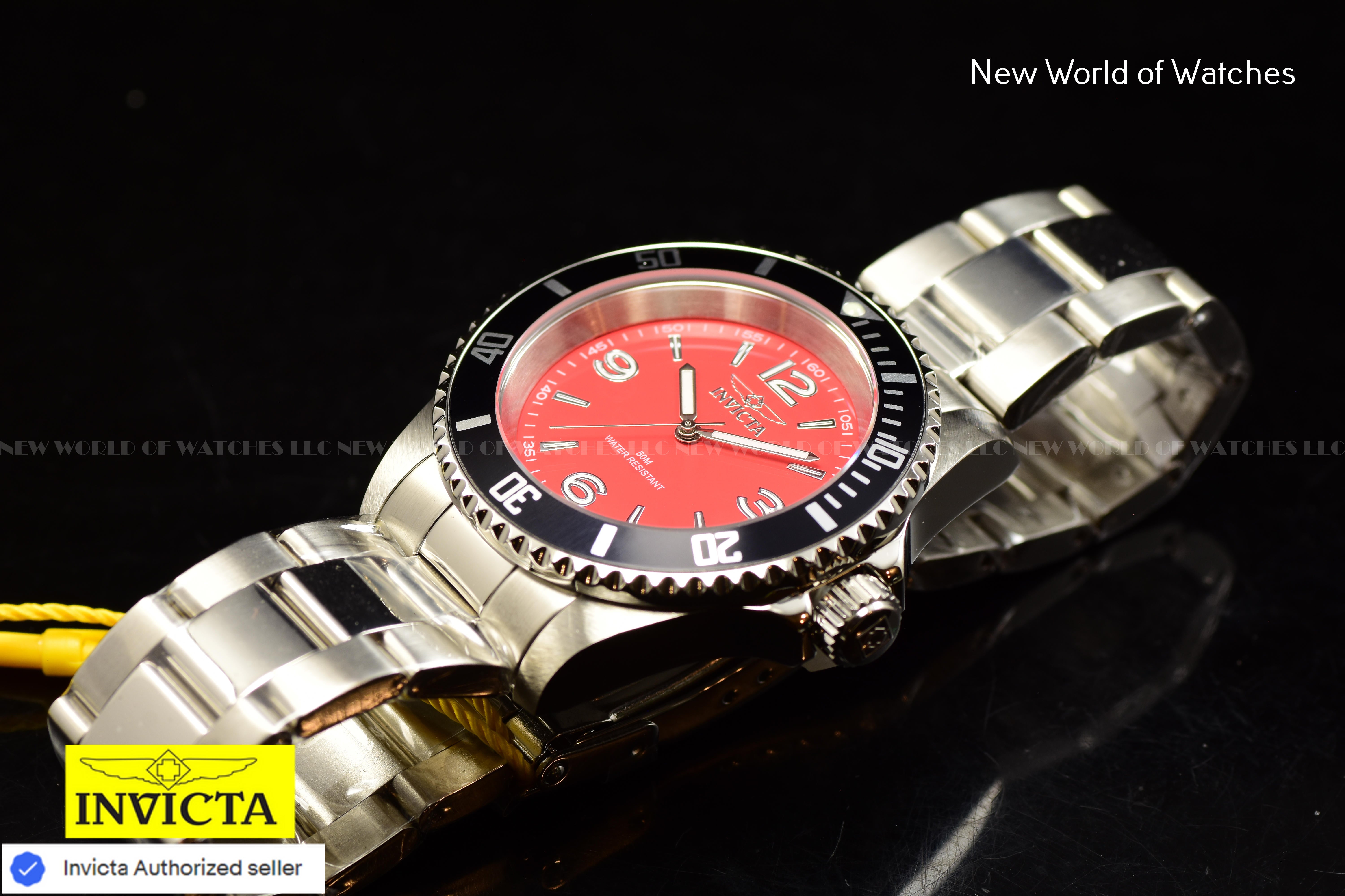 Invicta Men's SPECIALTY 40mm RED Dial Stainless Steel Bracelet Quartz Watch