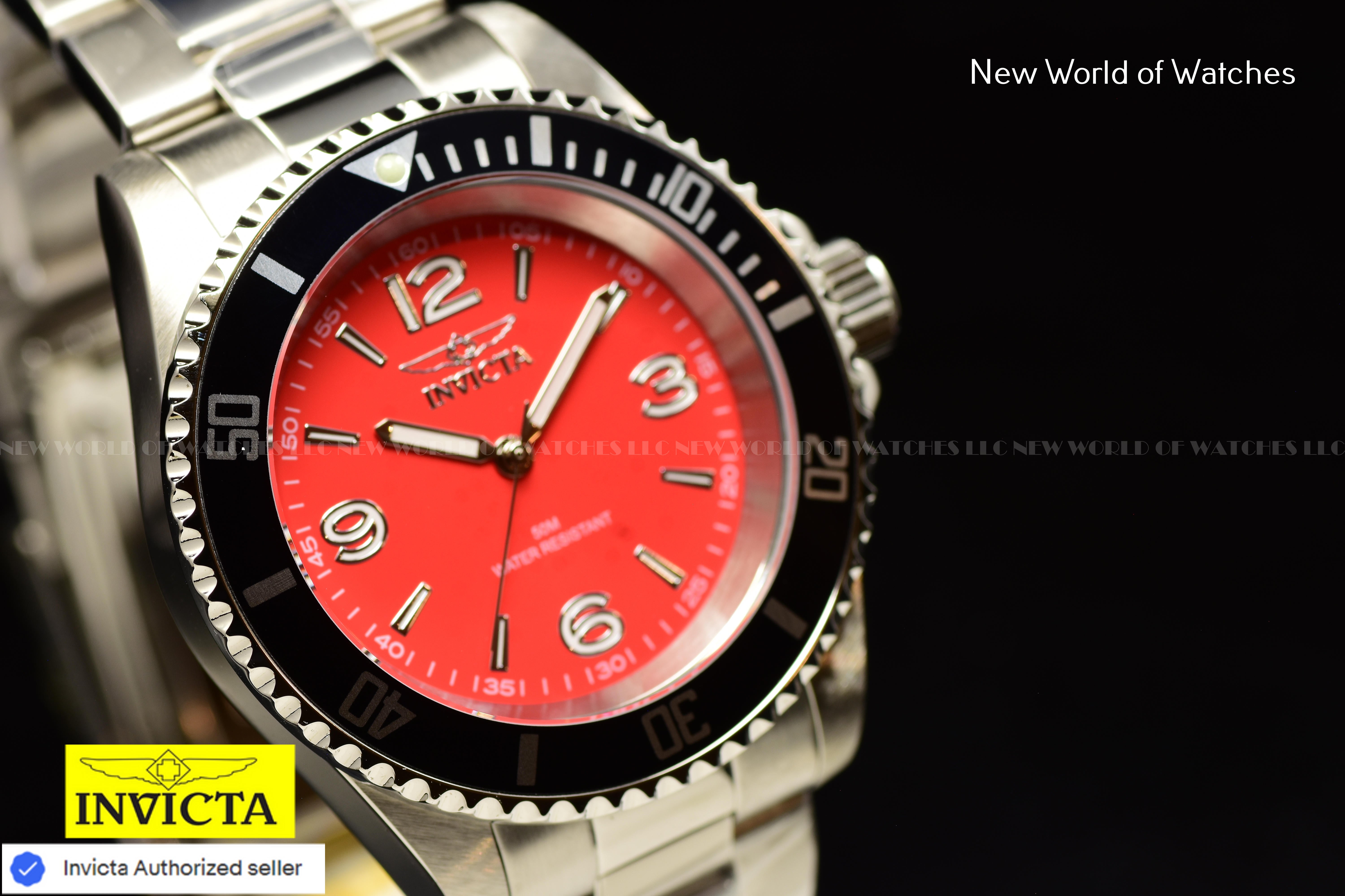 Invicta Men's SPECIALTY 40mm RED Dial Stainless Steel Bracelet Quartz Watch