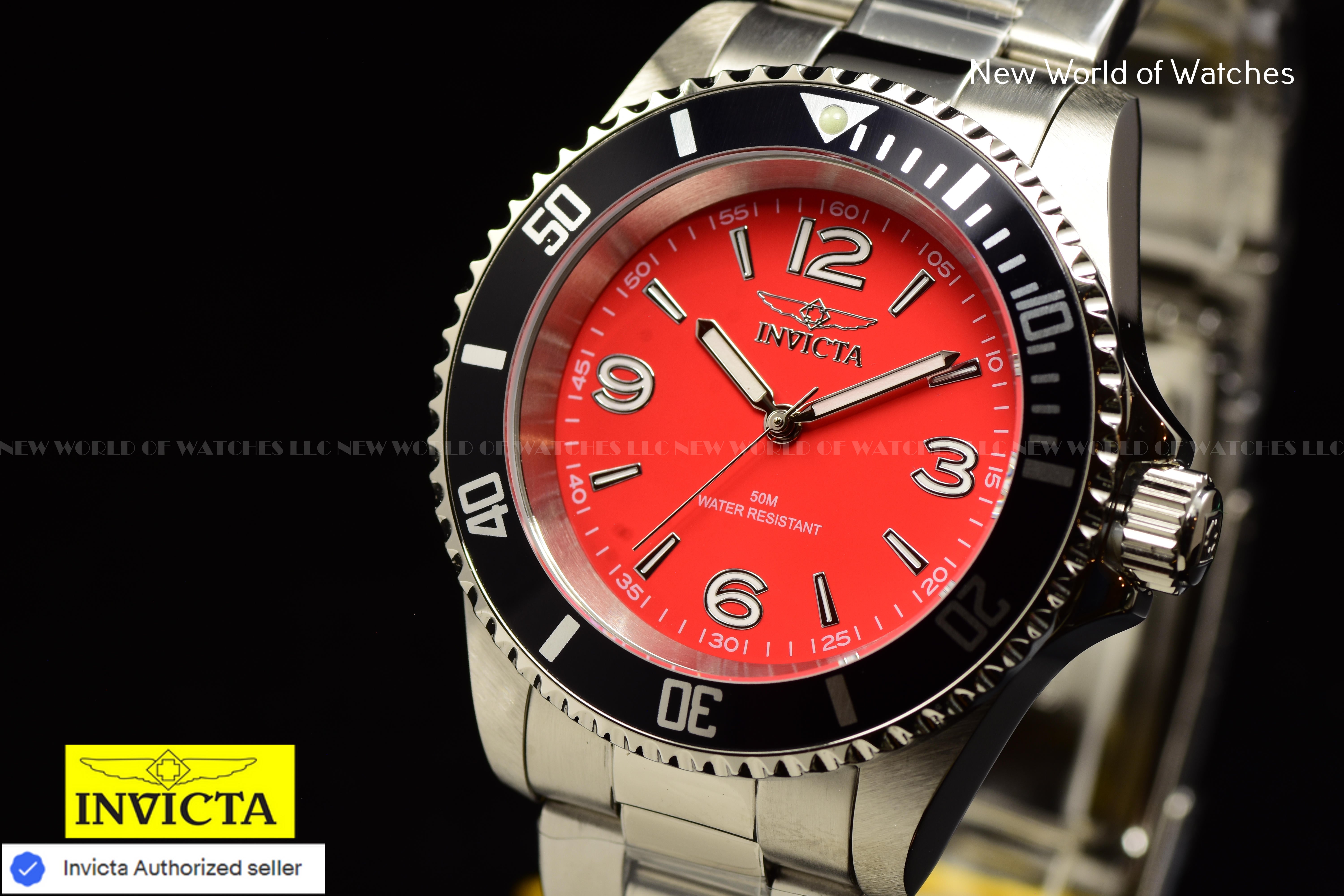 Invicta Men's SPECIALTY 40mm RED Dial Stainless Steel Bracelet Quartz Watch