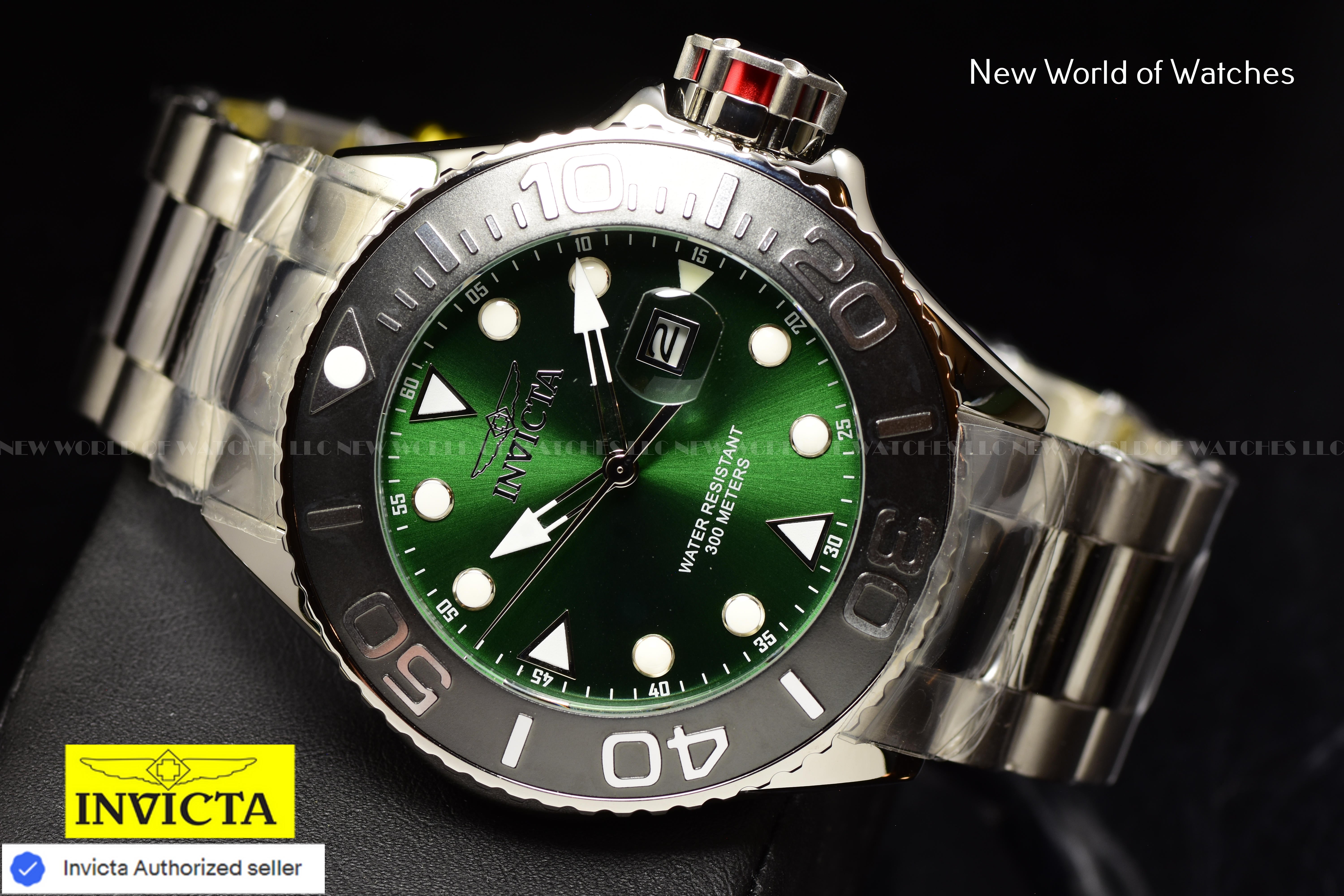 Invicta Men's GRAND DIVER Green Dial 52mm Stainless Steel Bracelet Quartz Watch