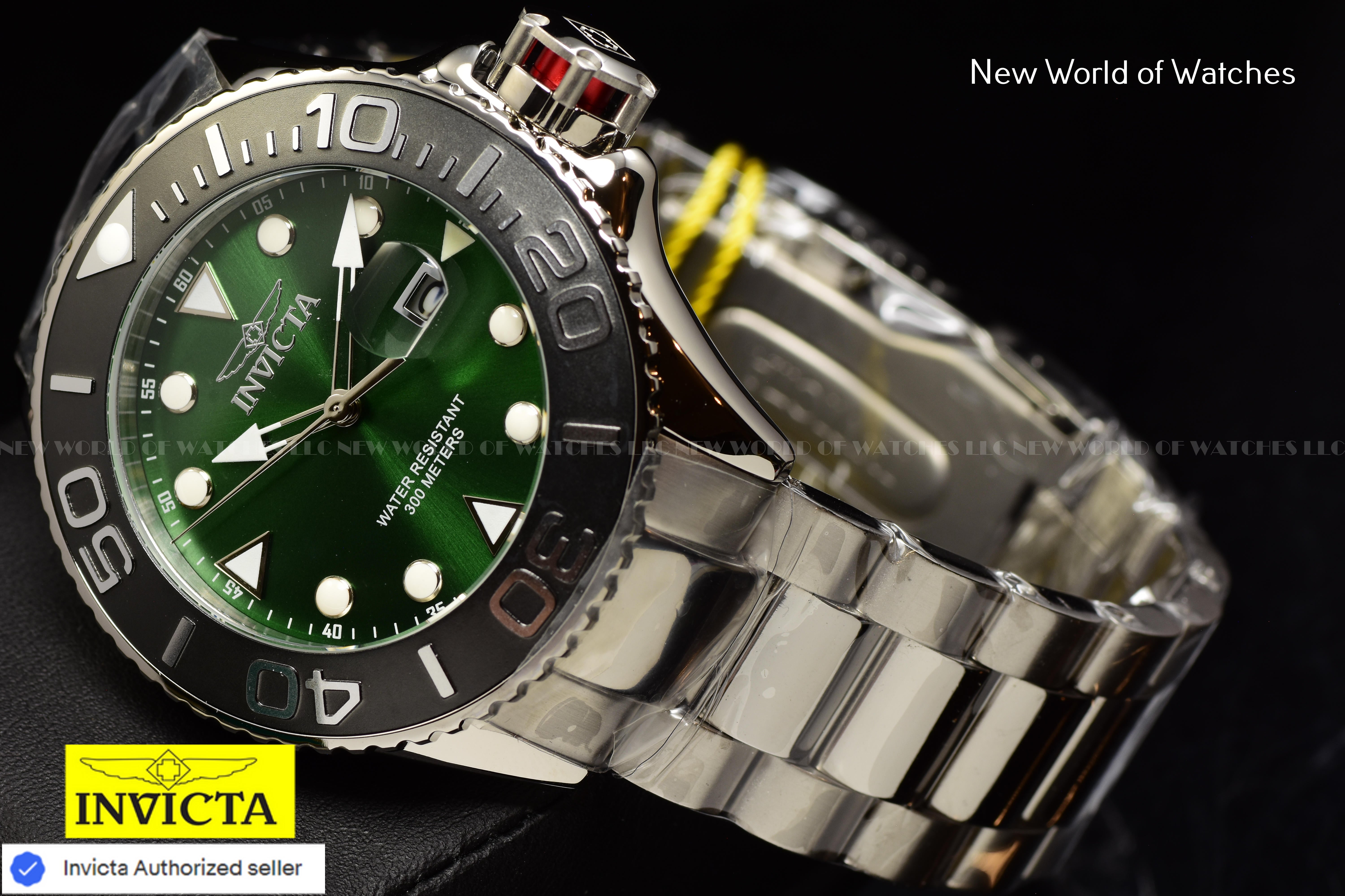Invicta Men's GRAND DIVER Green Dial 52mm Stainless Steel Bracelet Quartz Watch