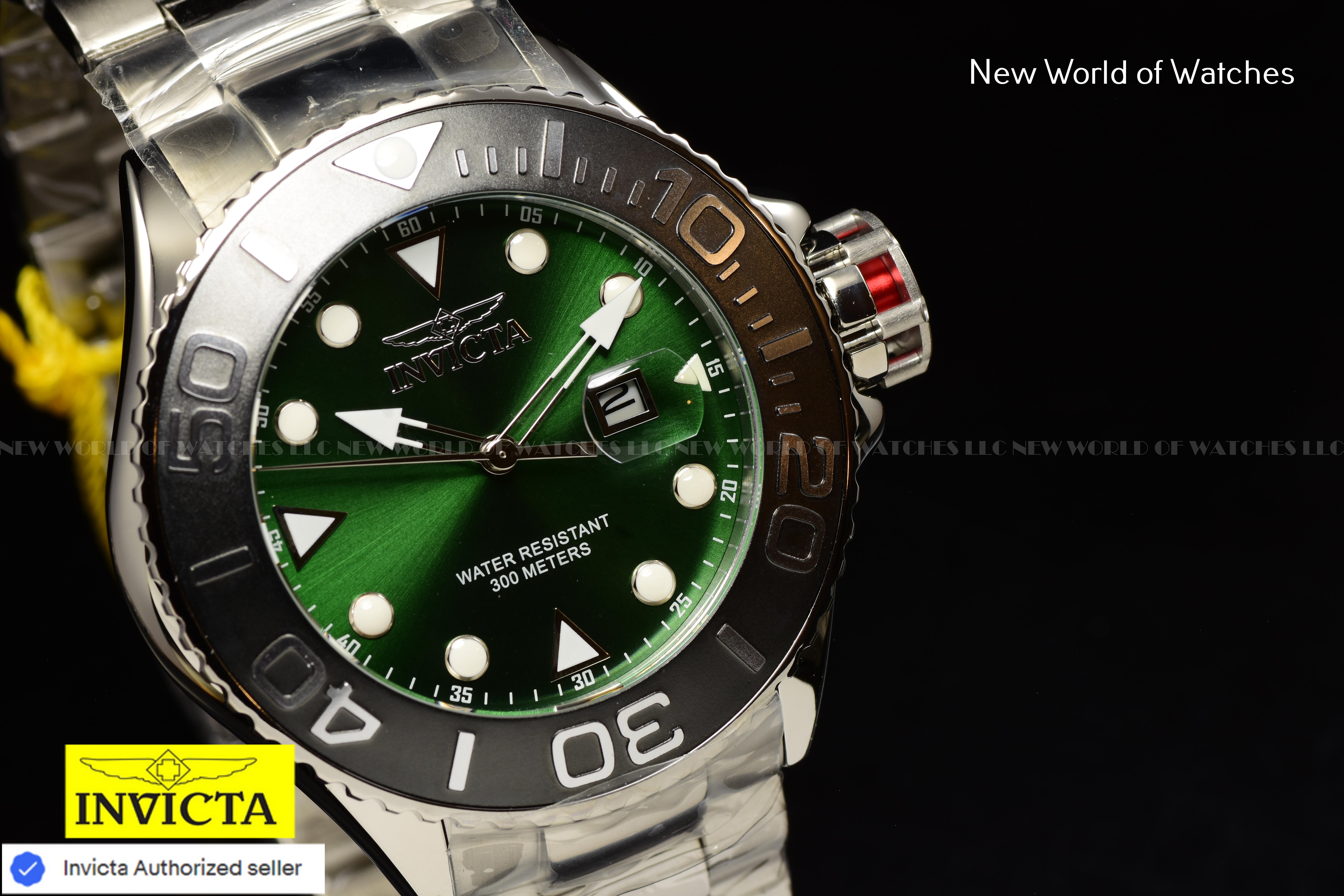 Invicta Men's GRAND DIVER Green Dial 52mm Stainless Steel Bracelet Quartz Watch