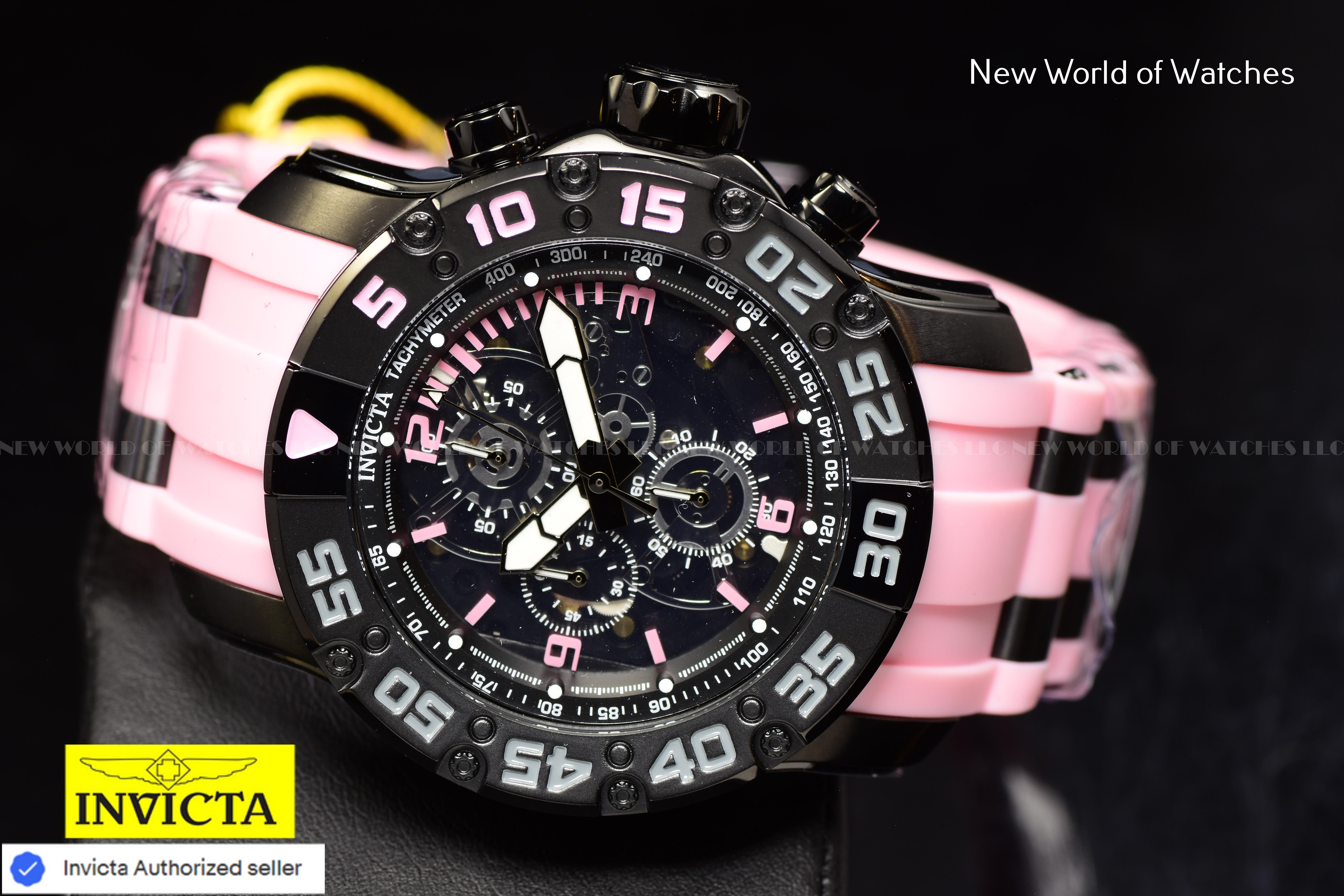 Invicta RACING JM LIMITED EDITION 48mm Chronograph Quartz PINK/BLACK Watch