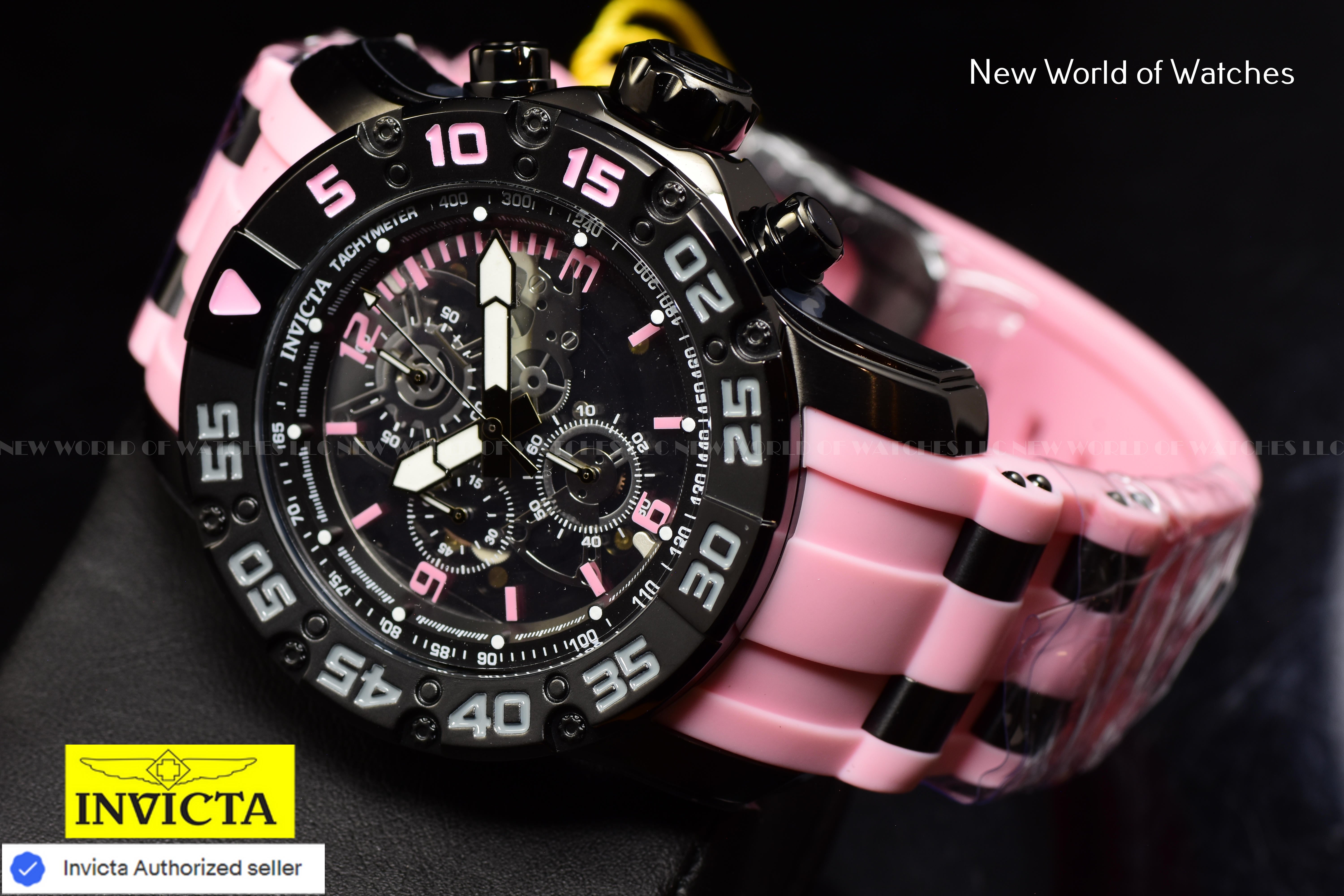 Invicta RACING JM LIMITED EDITION 48mm Chronograph Quartz PINK/BLACK Watch