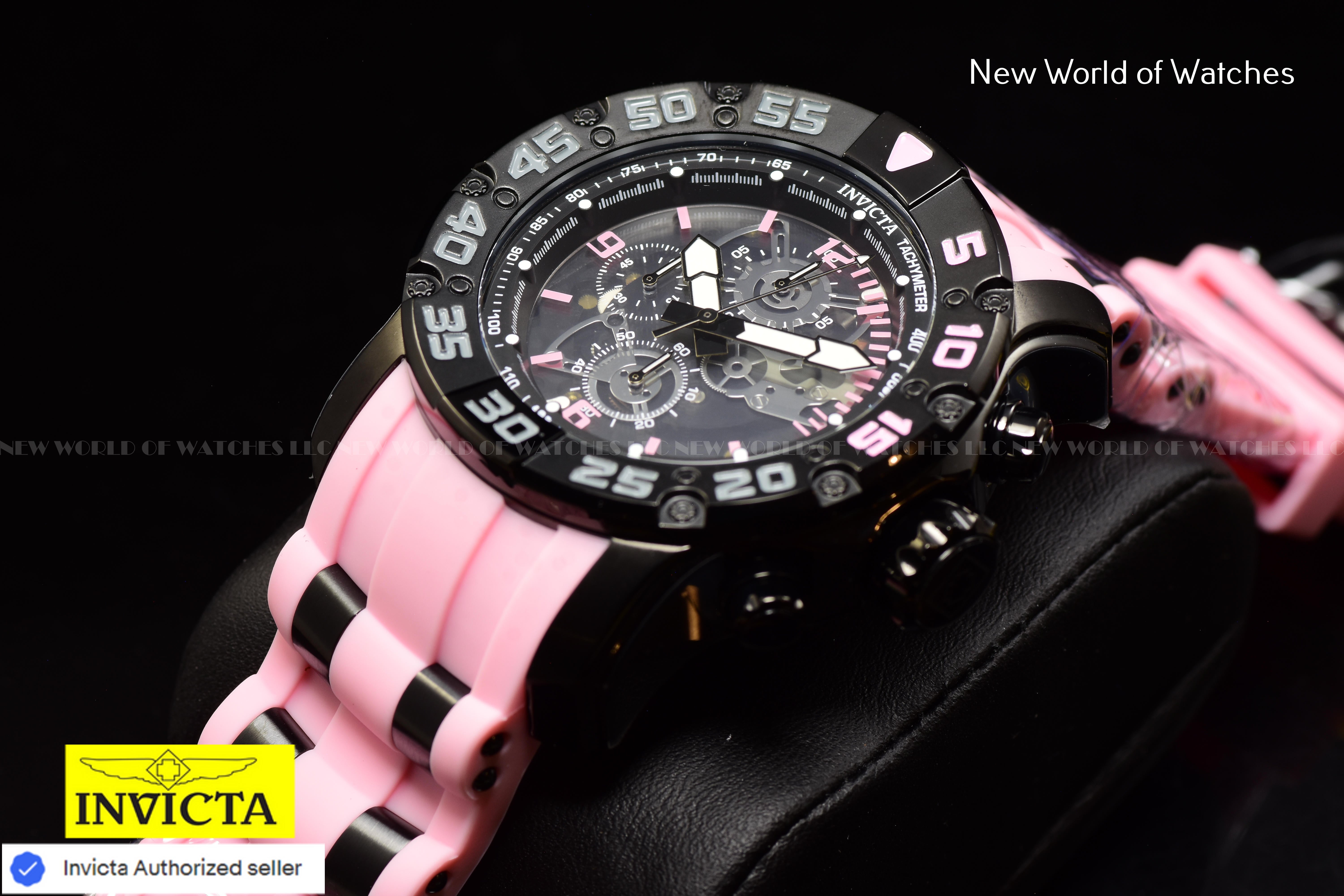 Invicta RACING JM LIMITED EDITION 48mm Chronograph Quartz PINK/BLACK Watch