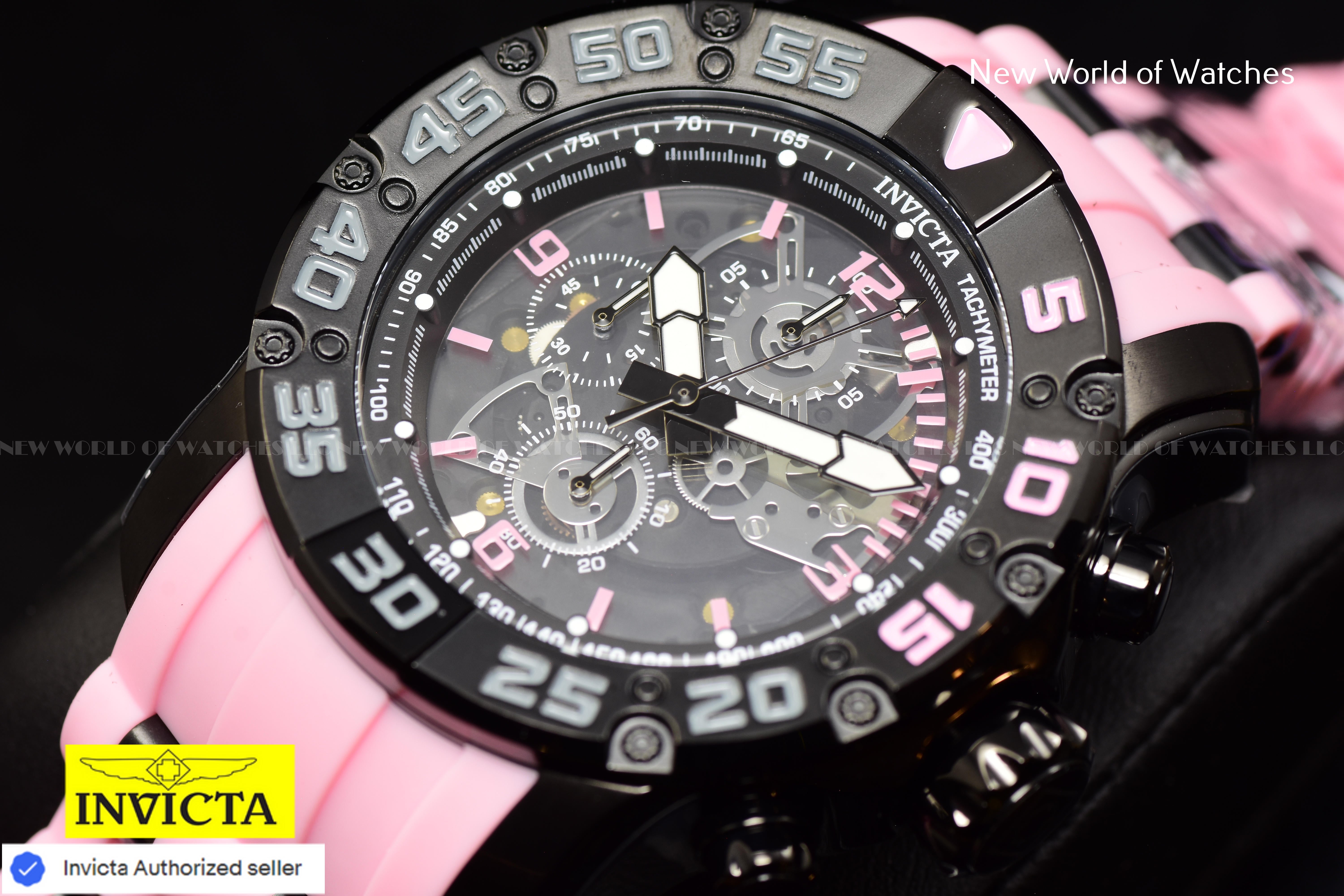 Invicta RACING JM LIMITED EDITION 48mm Chronograph Quartz PINK/BLACK Watch