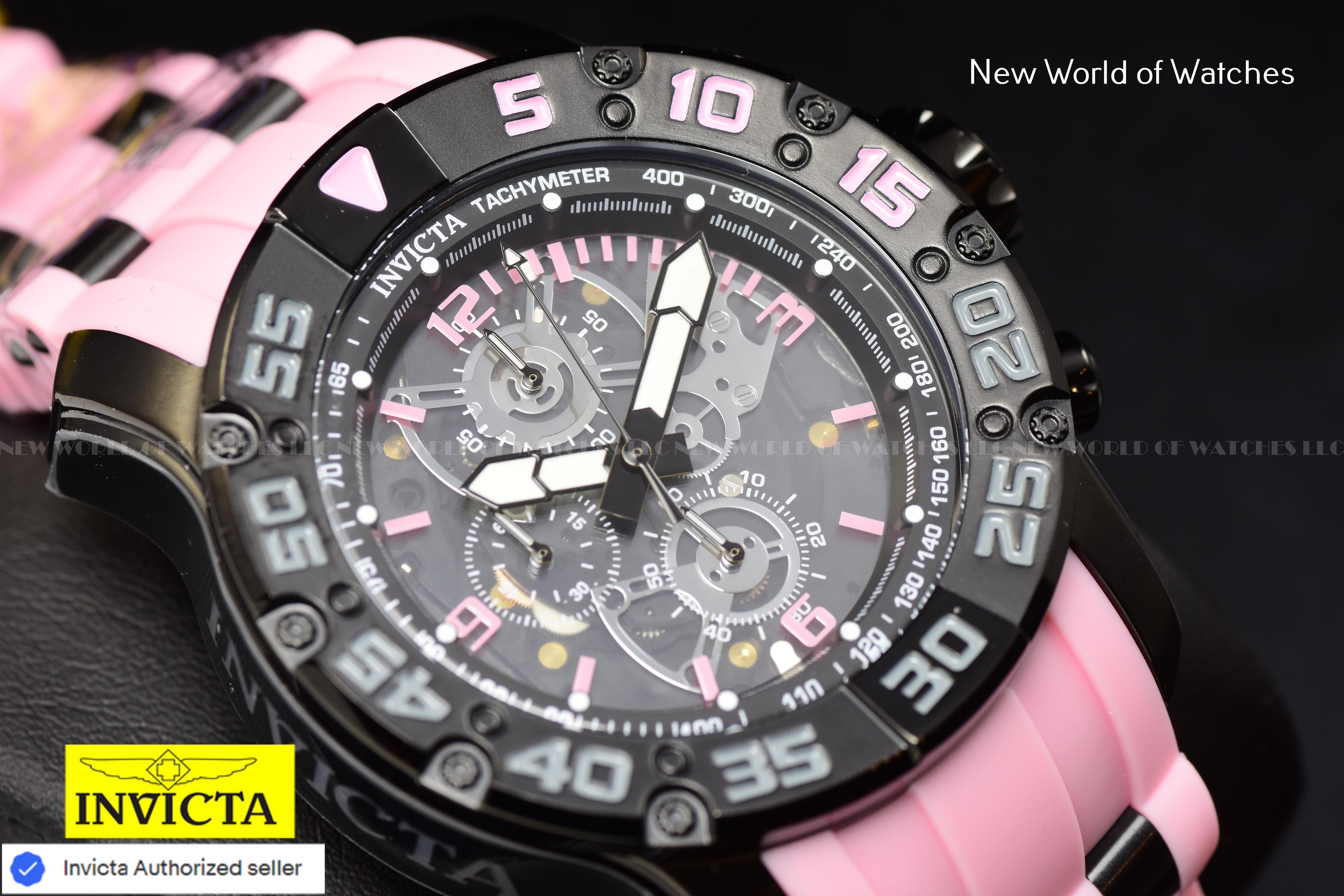 Invicta RACING JM LIMITED EDITION 48mm Chronograph Quartz PINK/BLACK Watch