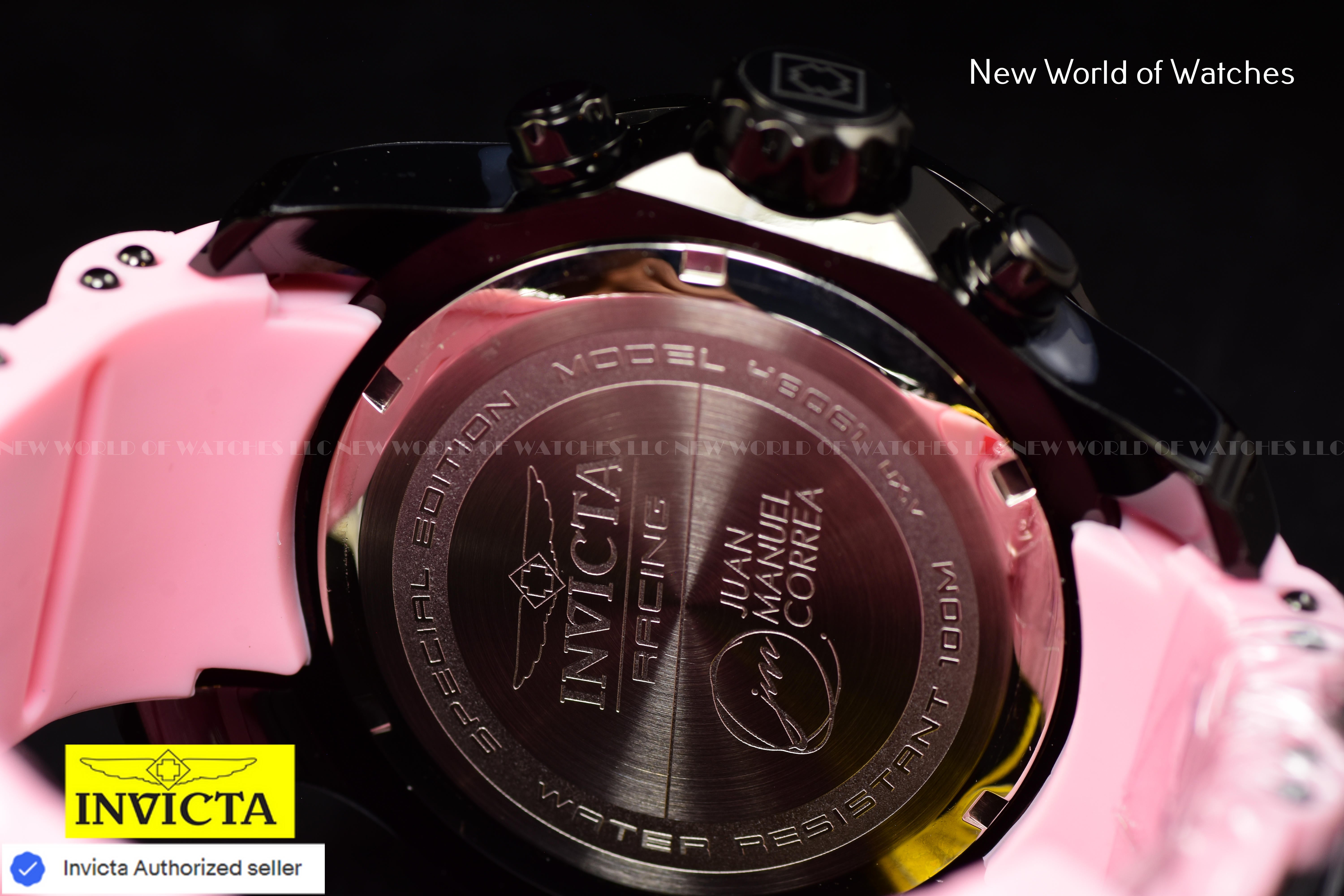 Invicta RACING JM LIMITED EDITION 48mm Chronograph Quartz PINK/BLACK Watch