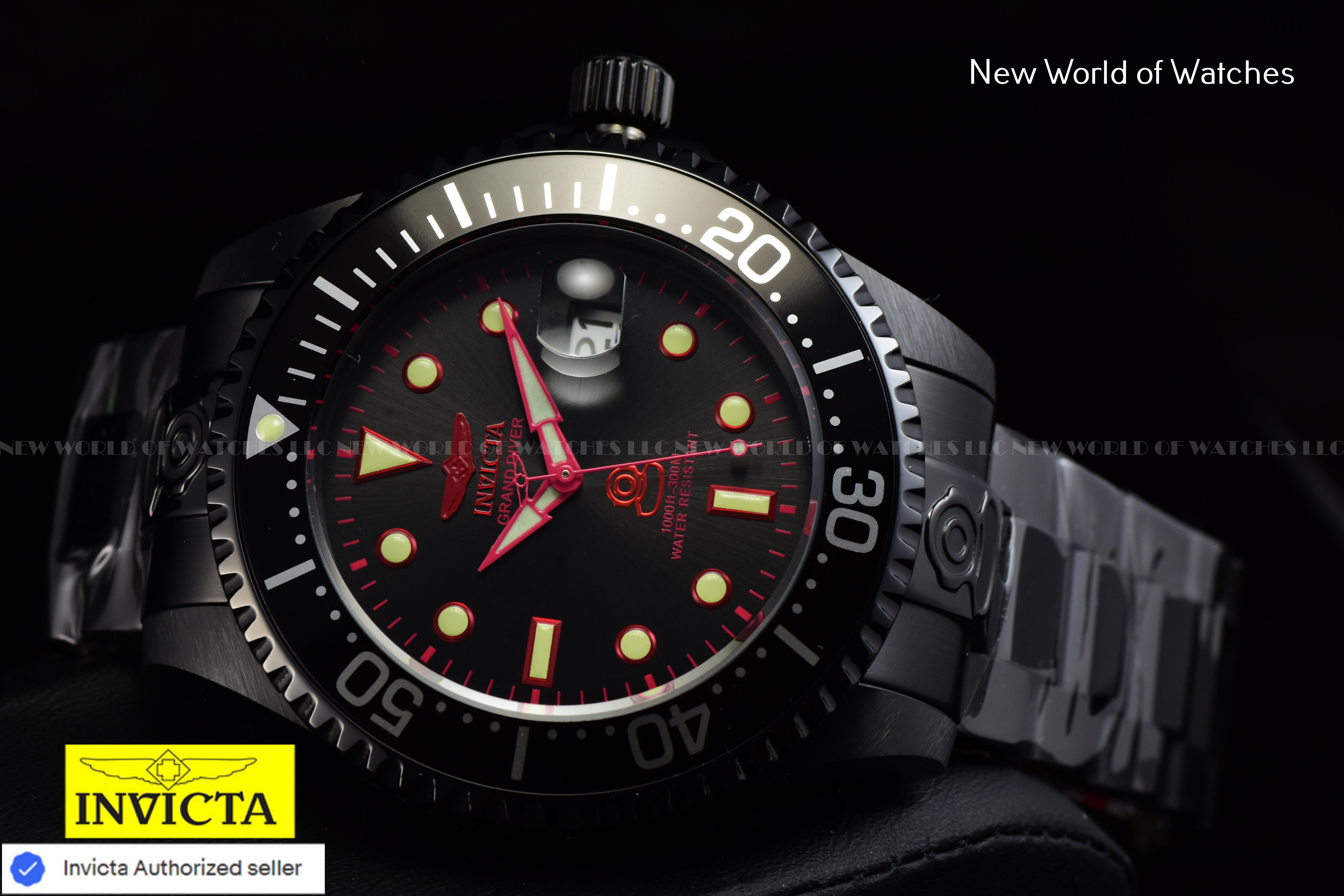 Invicta Men's GRAND DIVER 47mm Stainless Steel TRIPLE BLACK Automatic Watch
