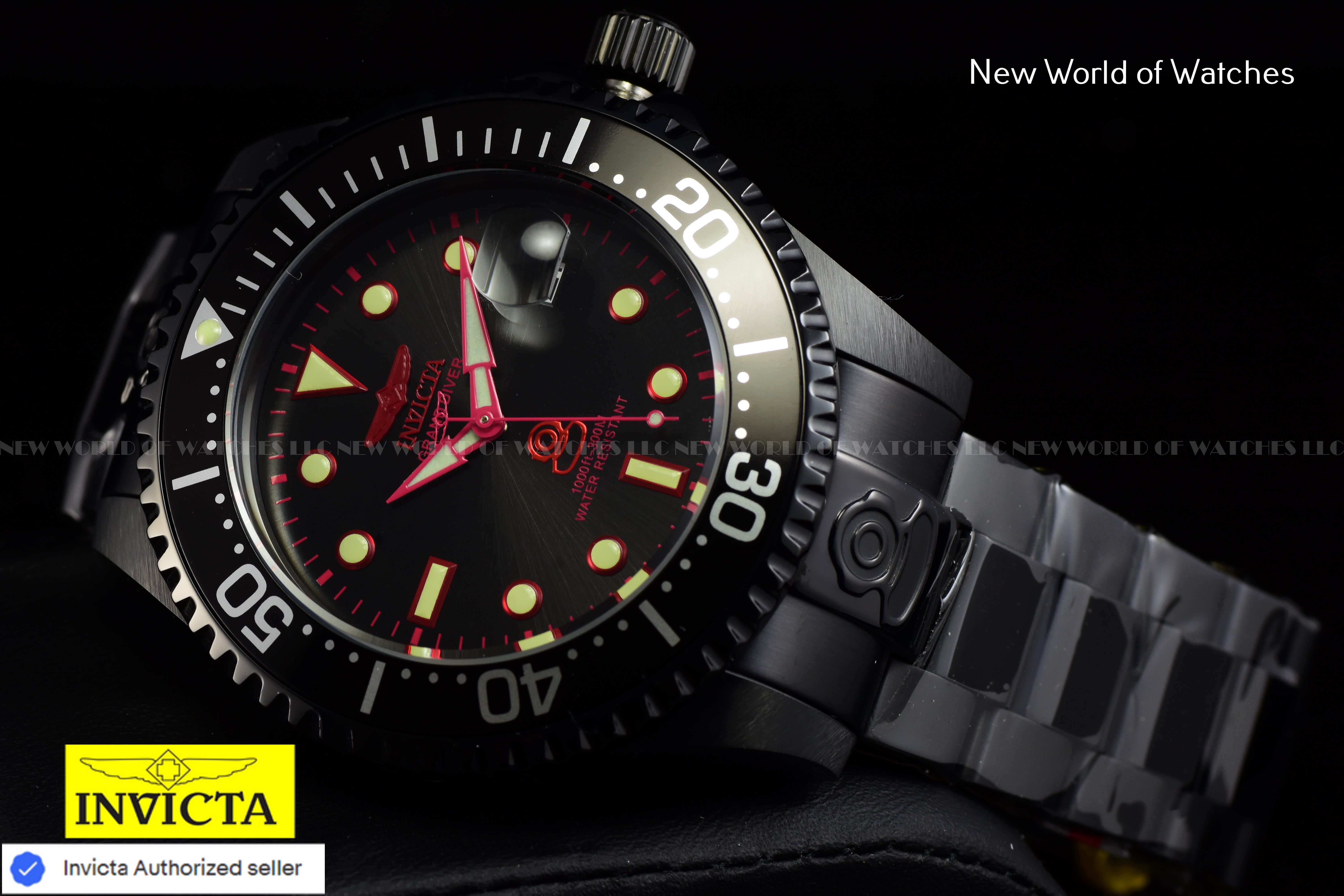 Invicta Men's GRAND DIVER 47mm Stainless Steel TRIPLE BLACK Automatic Watch
