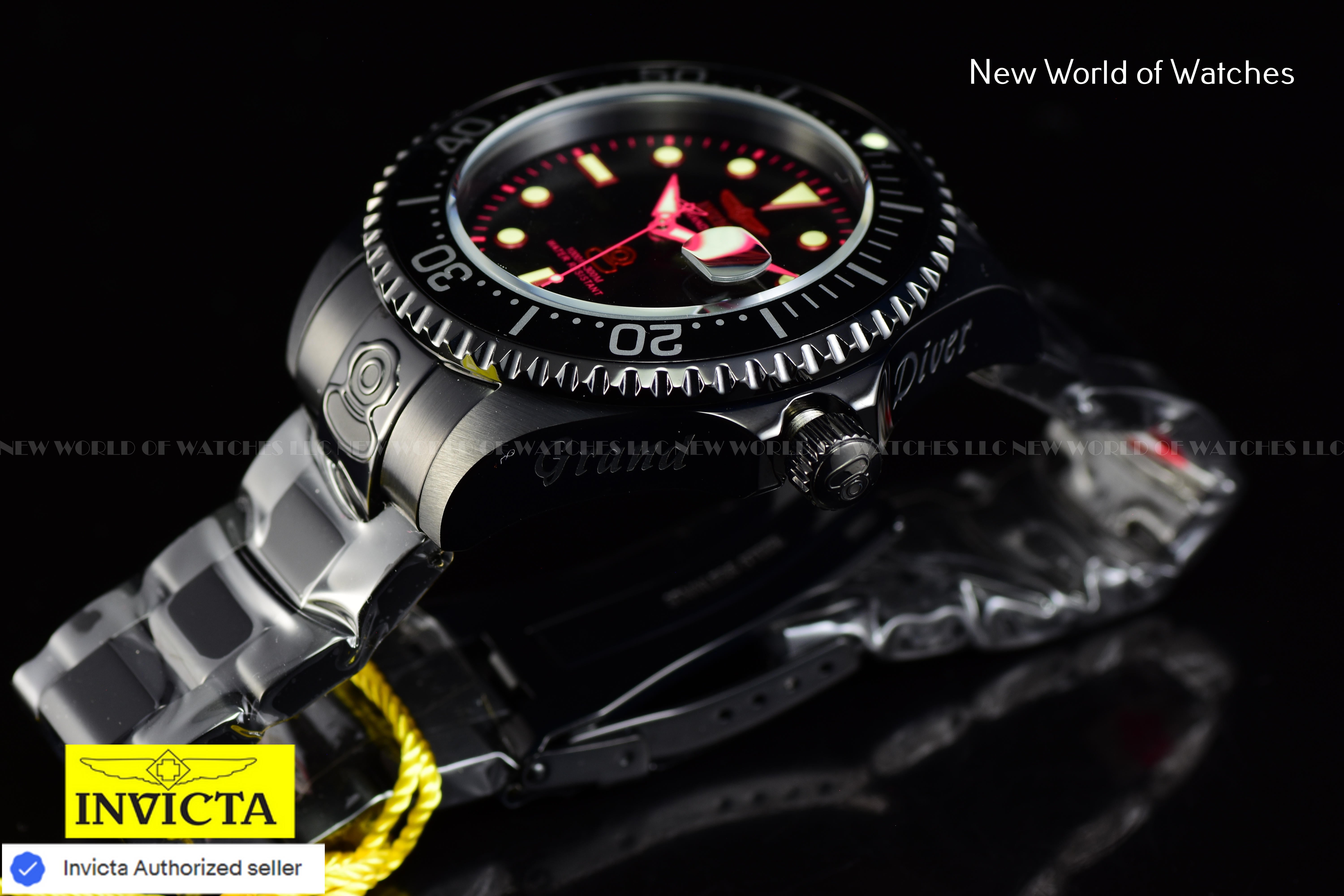 Invicta Men's GRAND DIVER 47mm Stainless Steel TRIPLE BLACK Automatic Watch