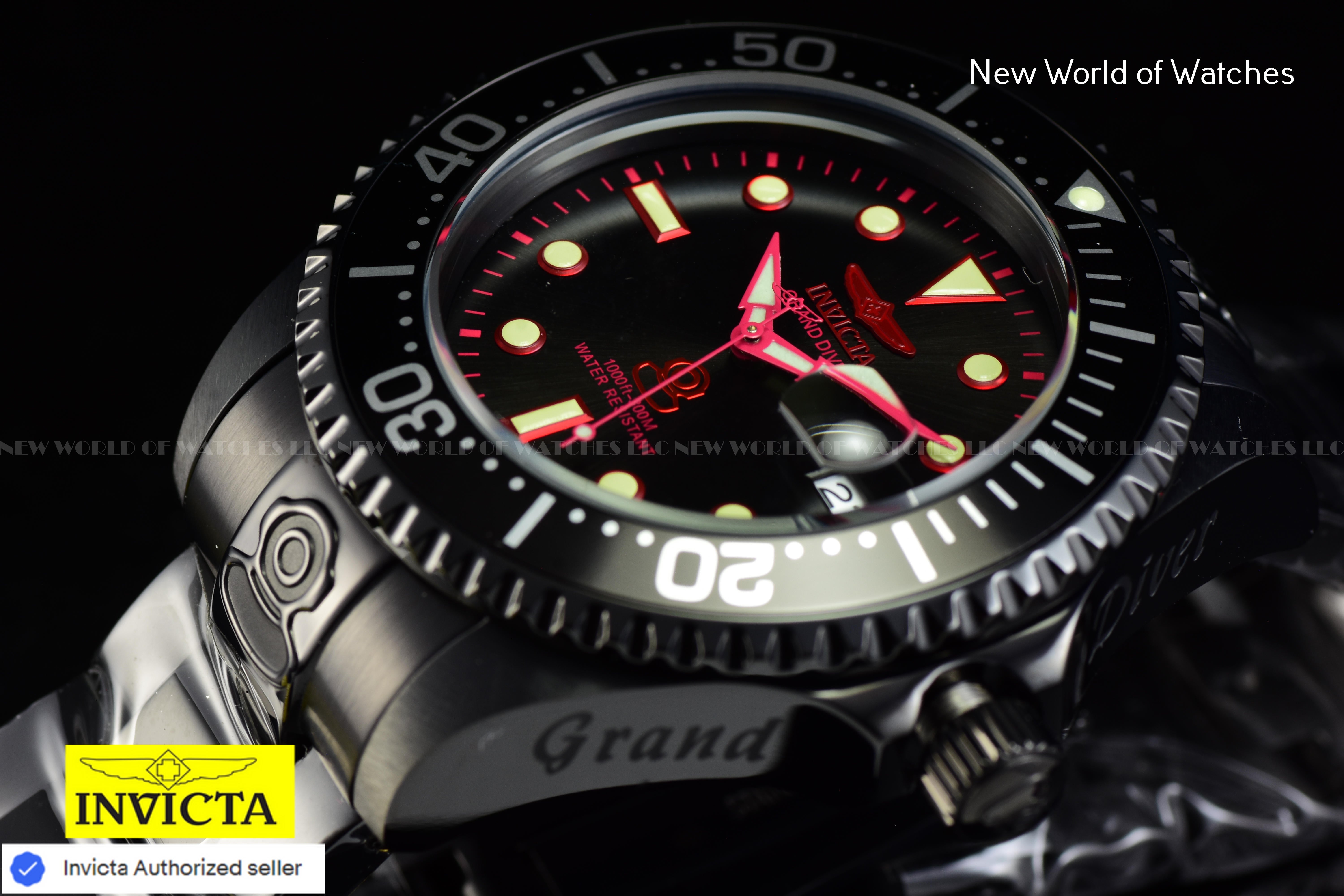 Invicta Men's GRAND DIVER 47mm Stainless Steel TRIPLE BLACK Automatic Watch