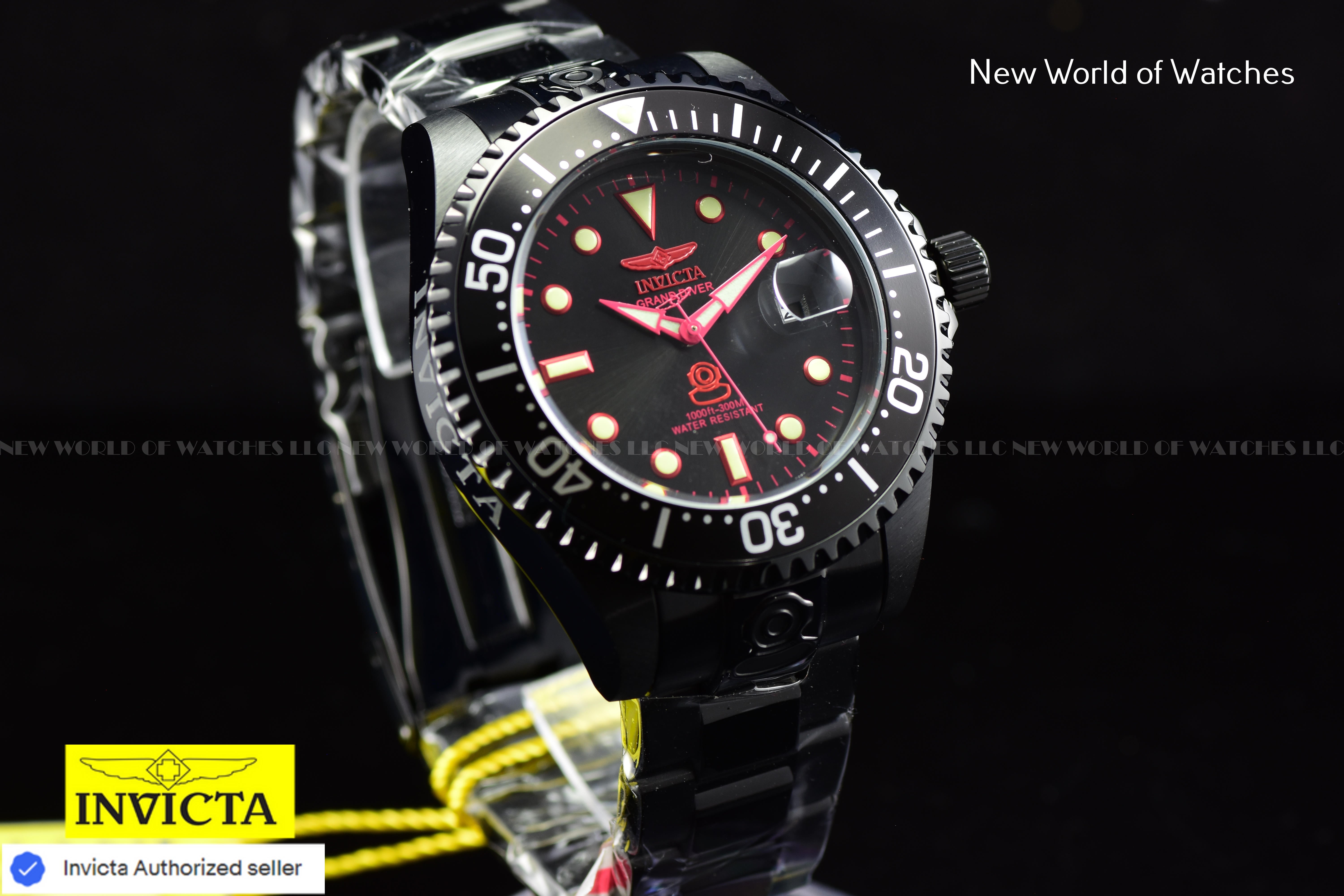Invicta Men's GRAND DIVER 47mm Stainless Steel TRIPLE BLACK Automatic Watch