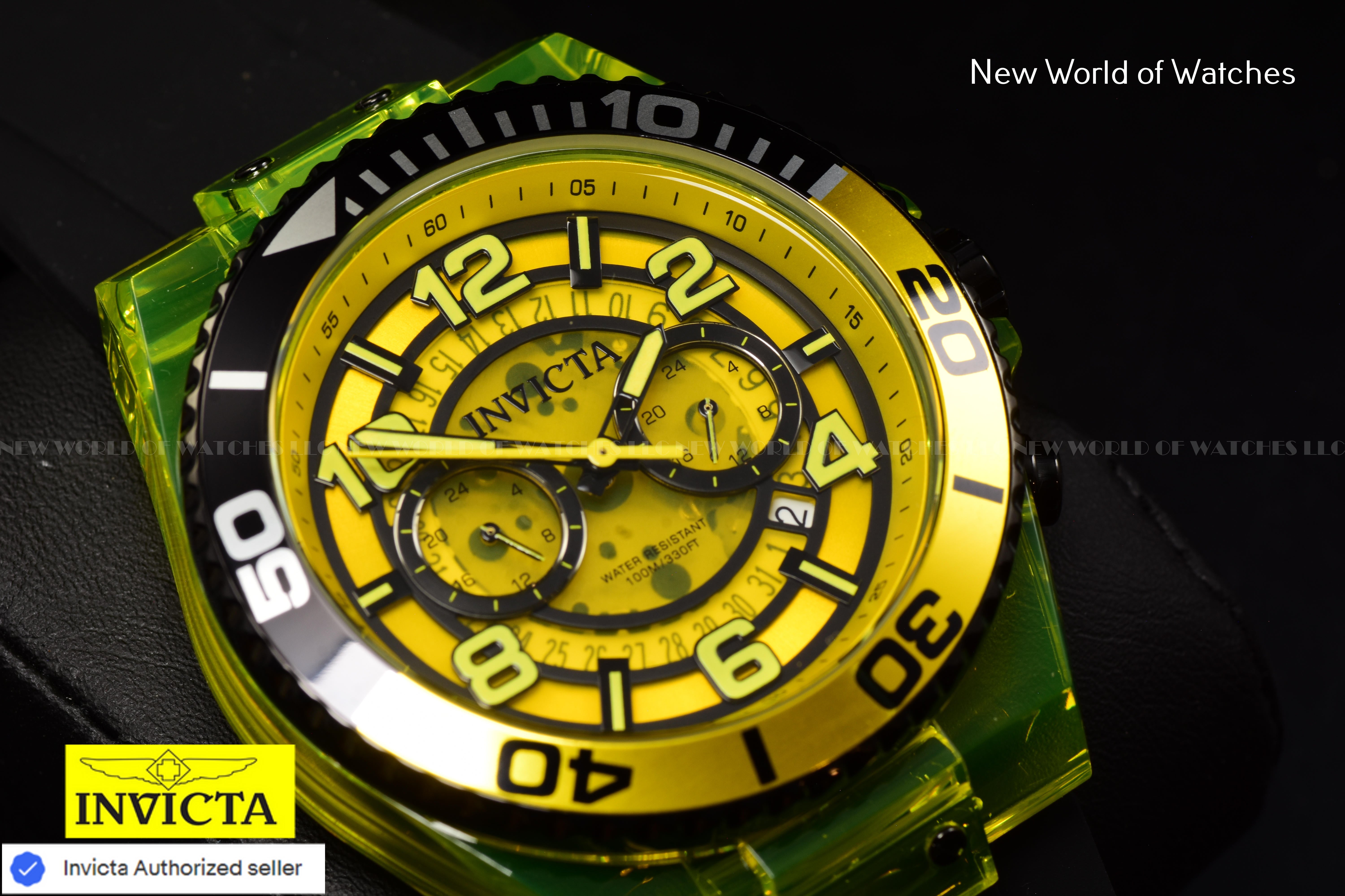 Invicta Men's SPEEDWAY Yellow Chronograph Dial Black Silicone Bnad Quartz Watch