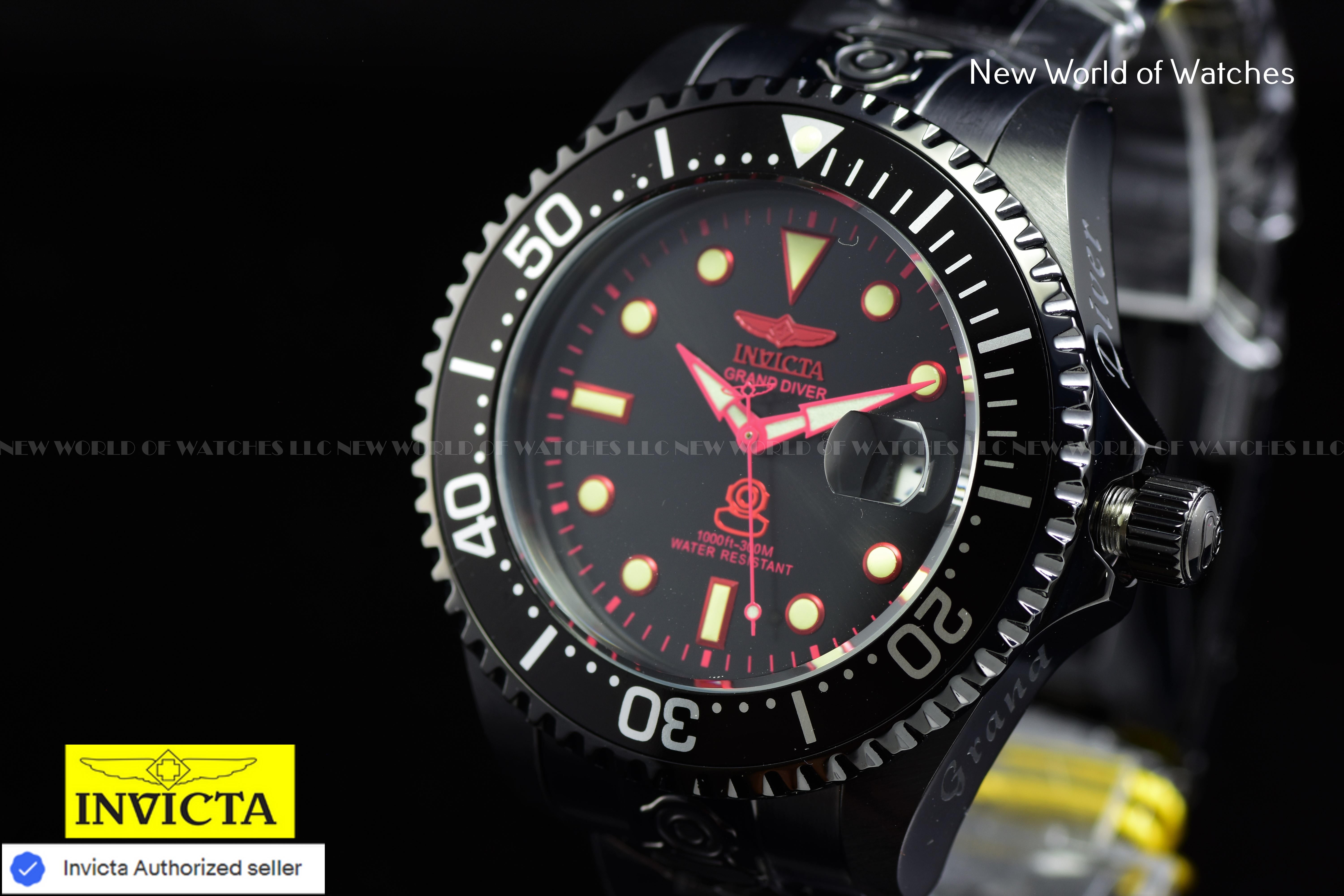 Invicta Men's GRAND DIVER 47mm Stainless Steel TRIPLE BLACK Automatic Watch