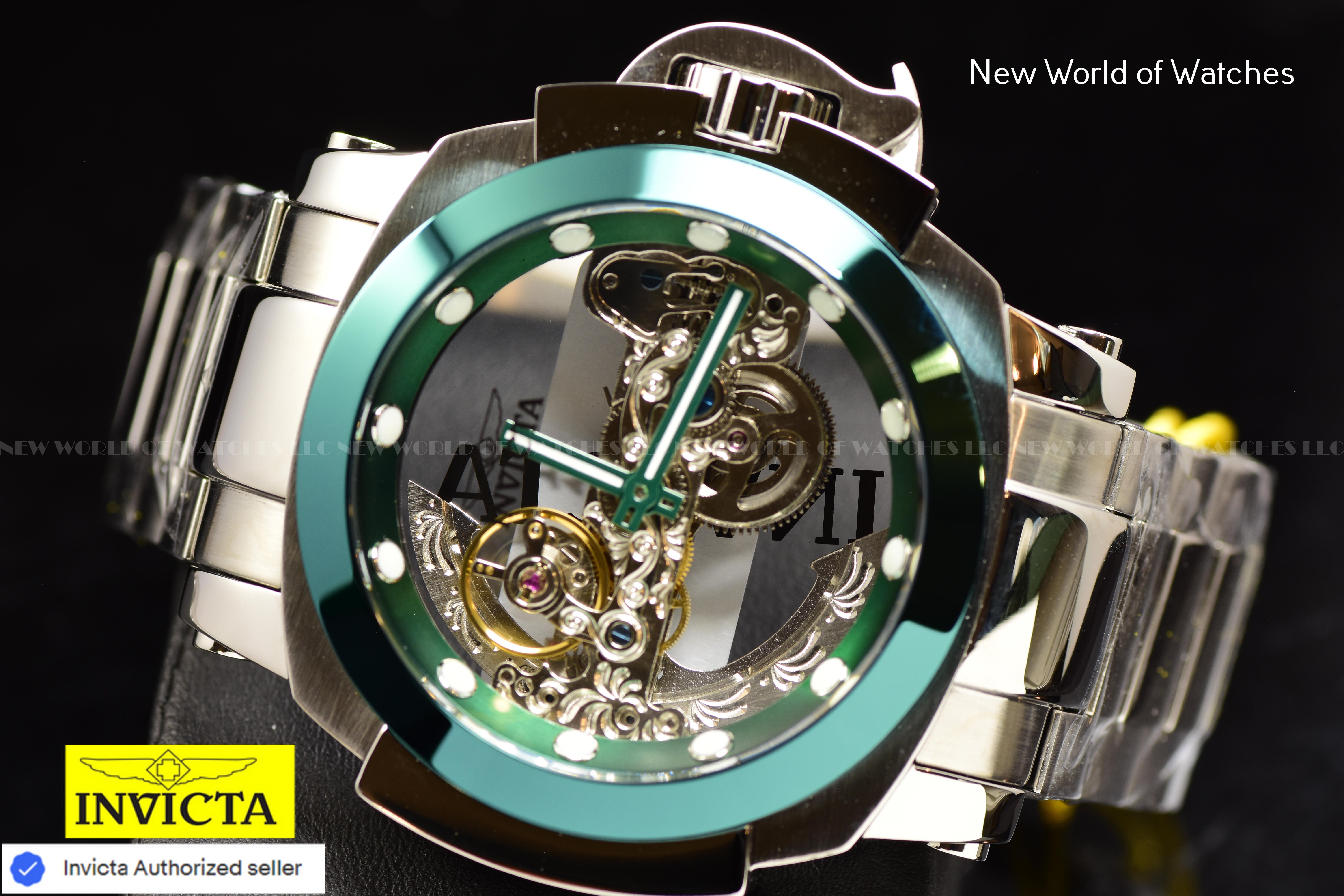 Invicta Men's Coalition Forces MAN Of WAR Green Skeleton Dial AUTOMATIC Watch