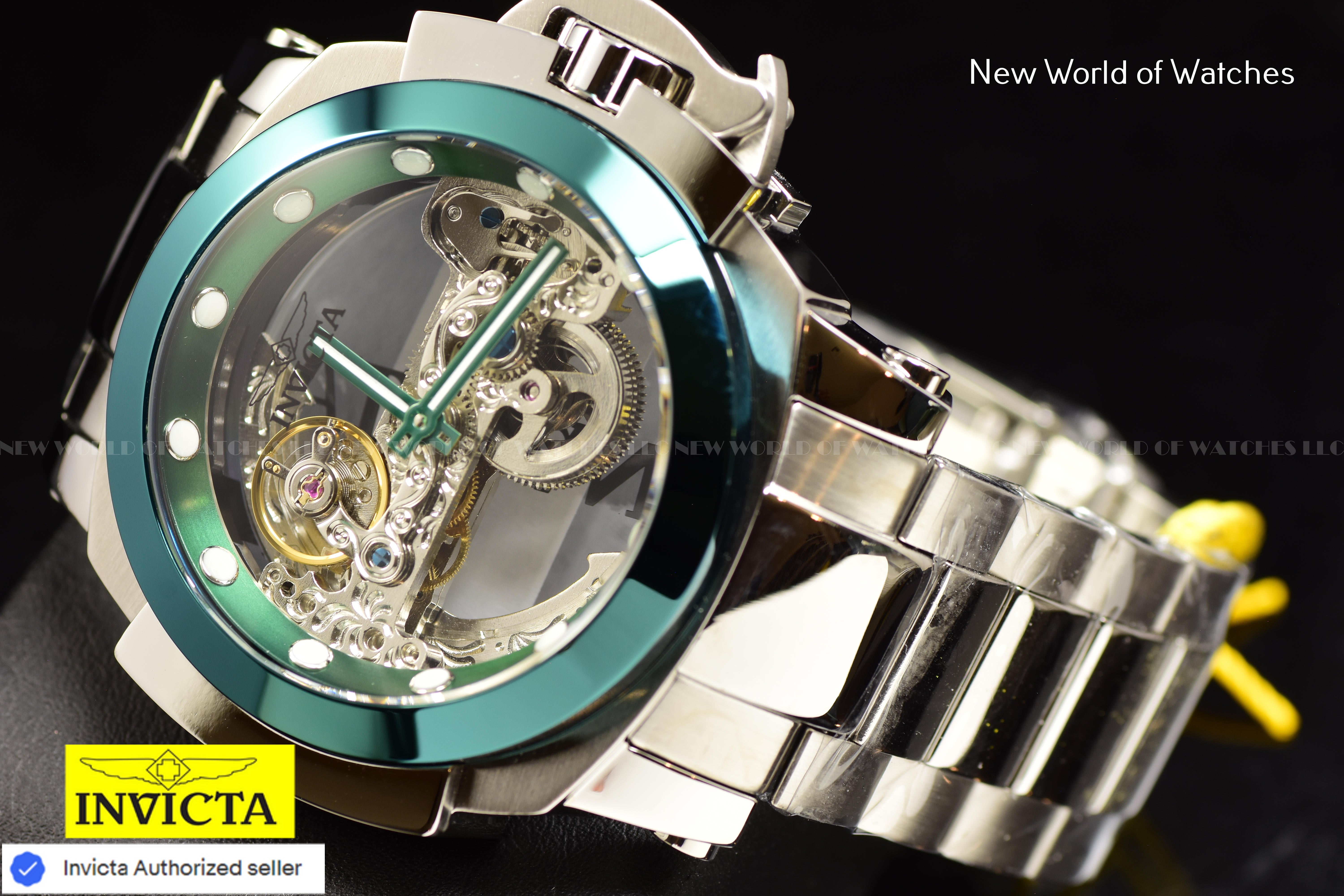 Invicta Men's Coalition Forces MAN Of WAR Green Skeleton Dial AUTOMATIC Watch