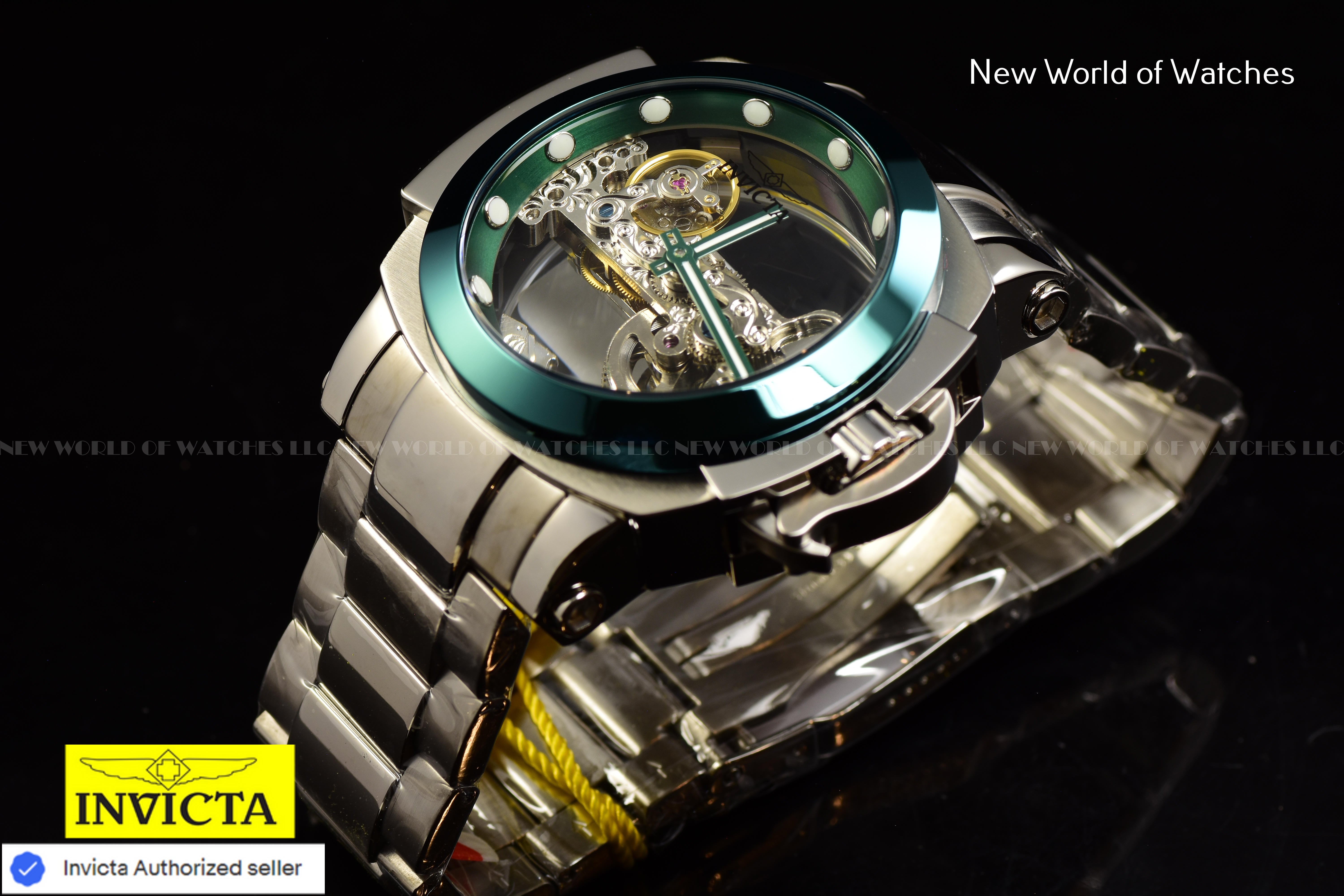 Invicta Men's Coalition Forces MAN Of WAR Green Skeleton Dial AUTOMATIC Watch