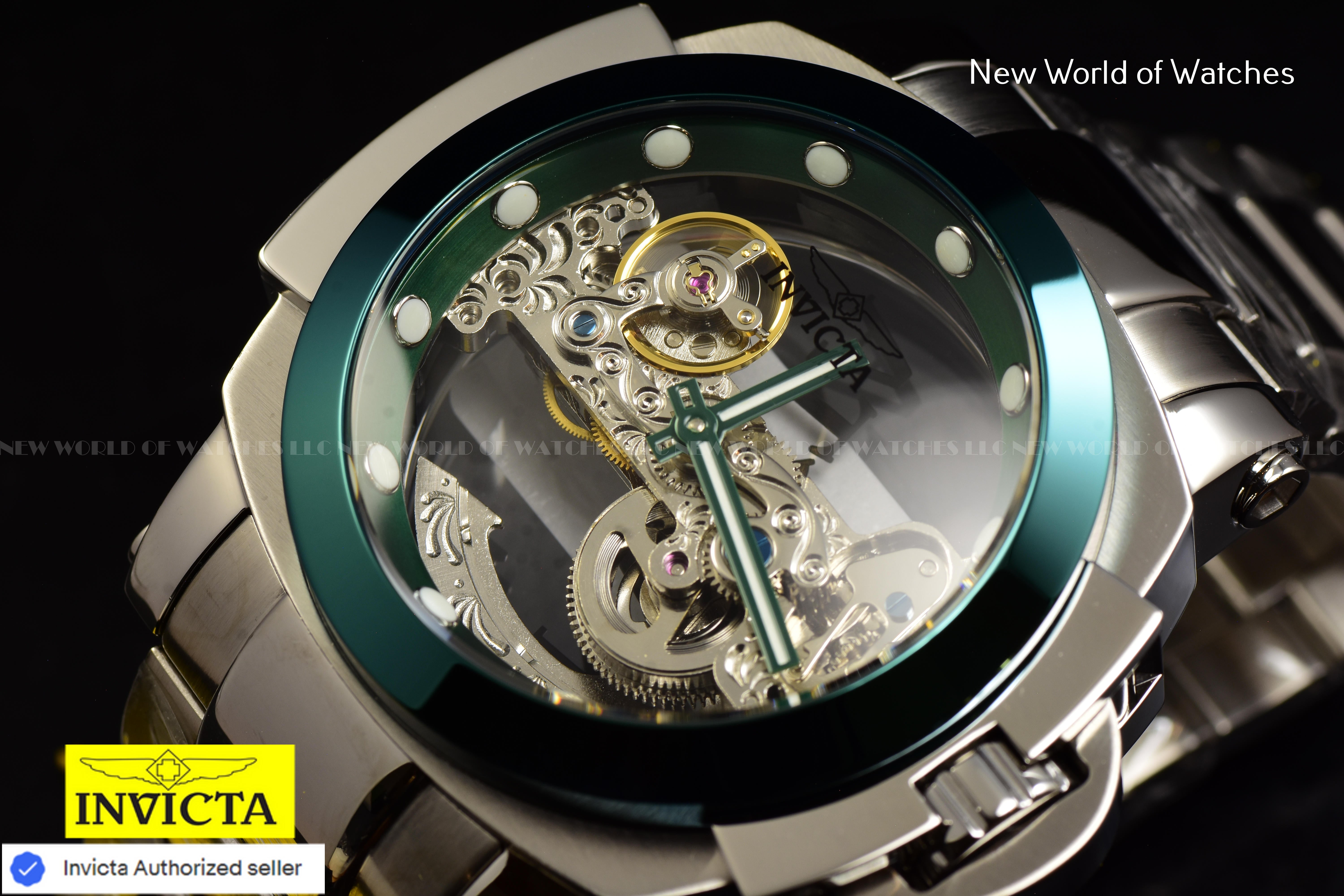 Invicta Men's Coalition Forces MAN Of WAR Green Skeleton Dial AUTOMATIC Watch
