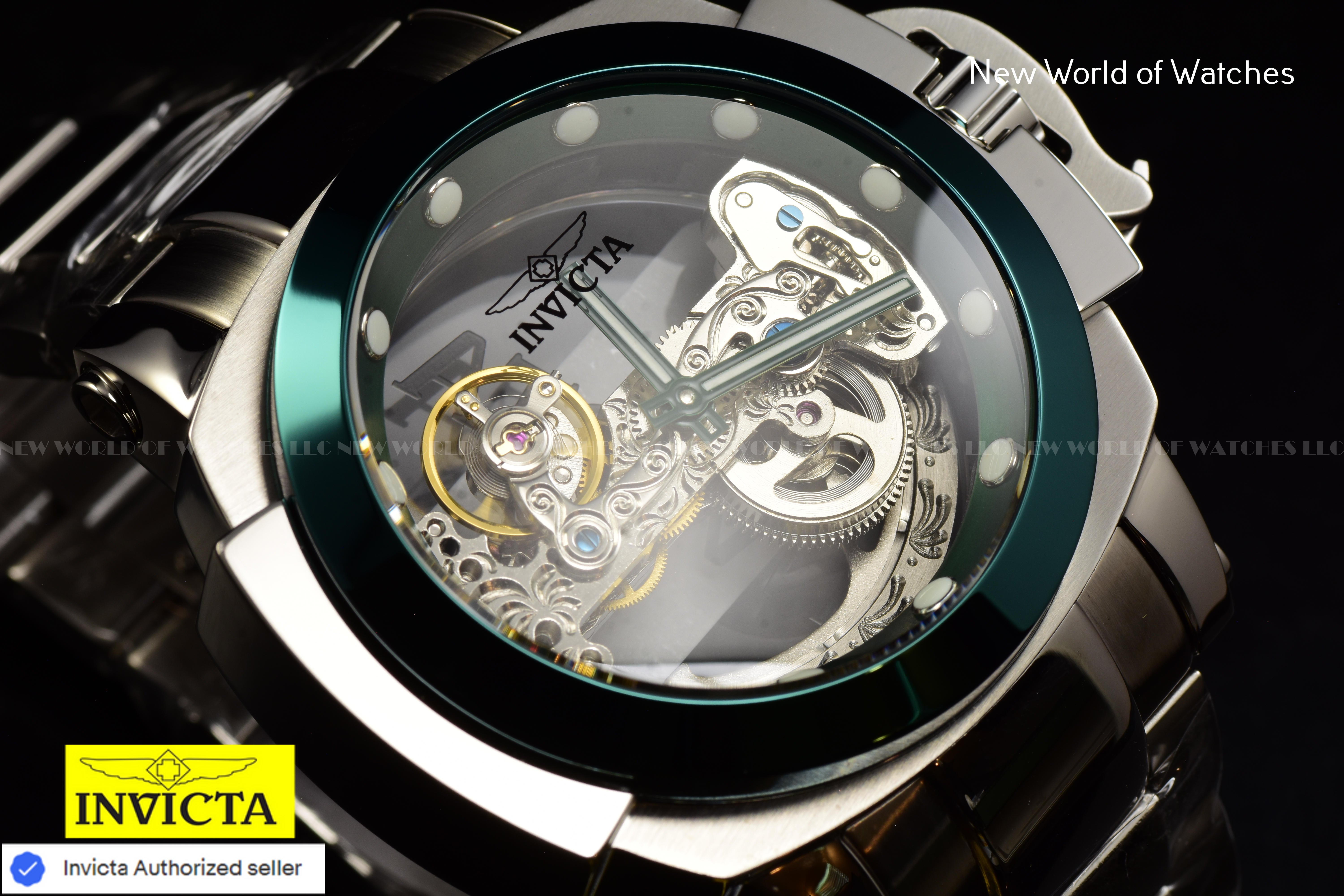Invicta Men's Coalition Forces MAN Of WAR Green Skeleton Dial AUTOMATIC Watch