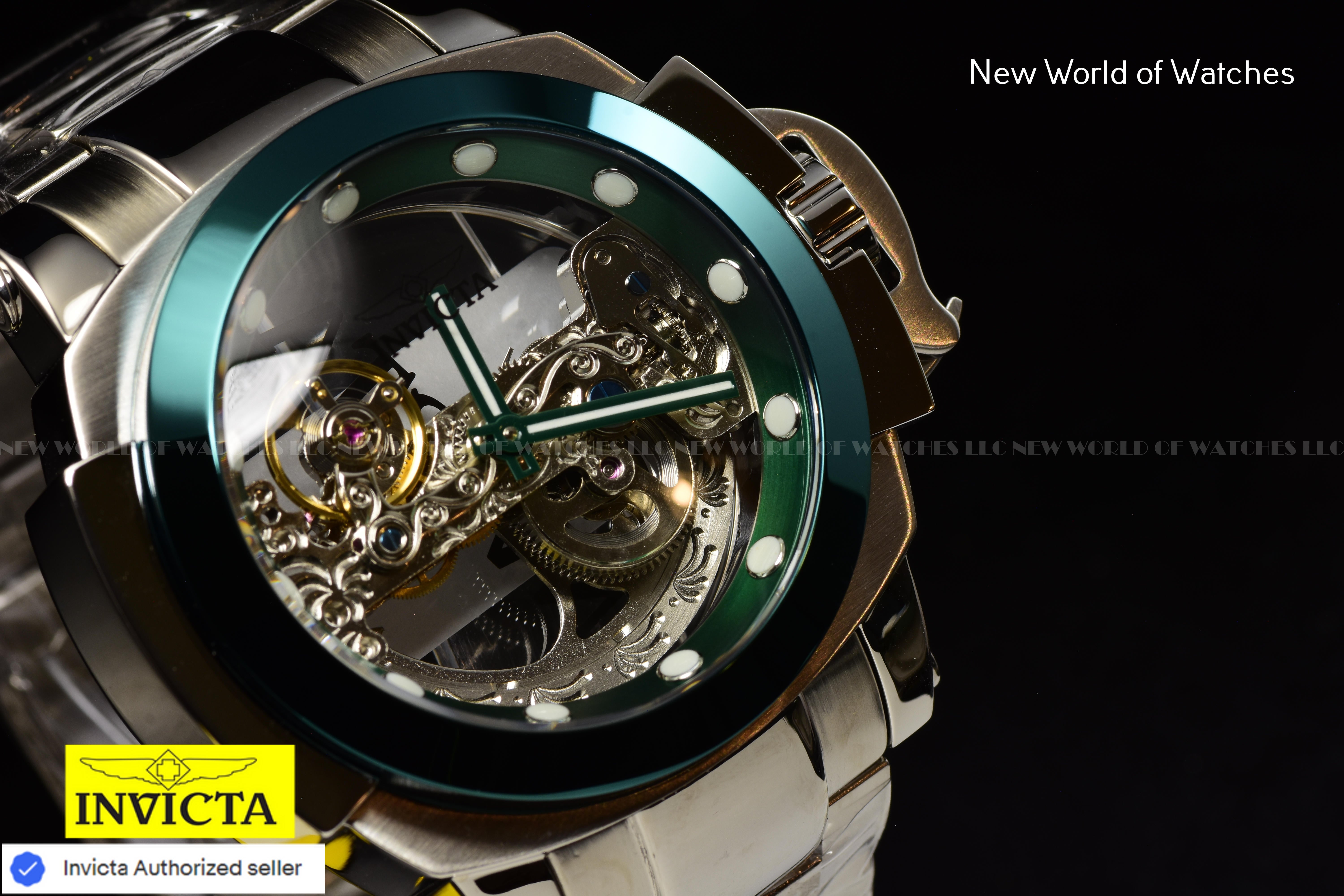 Invicta Men's Coalition Forces MAN Of WAR Green Skeleton Dial AUTOMATIC Watch