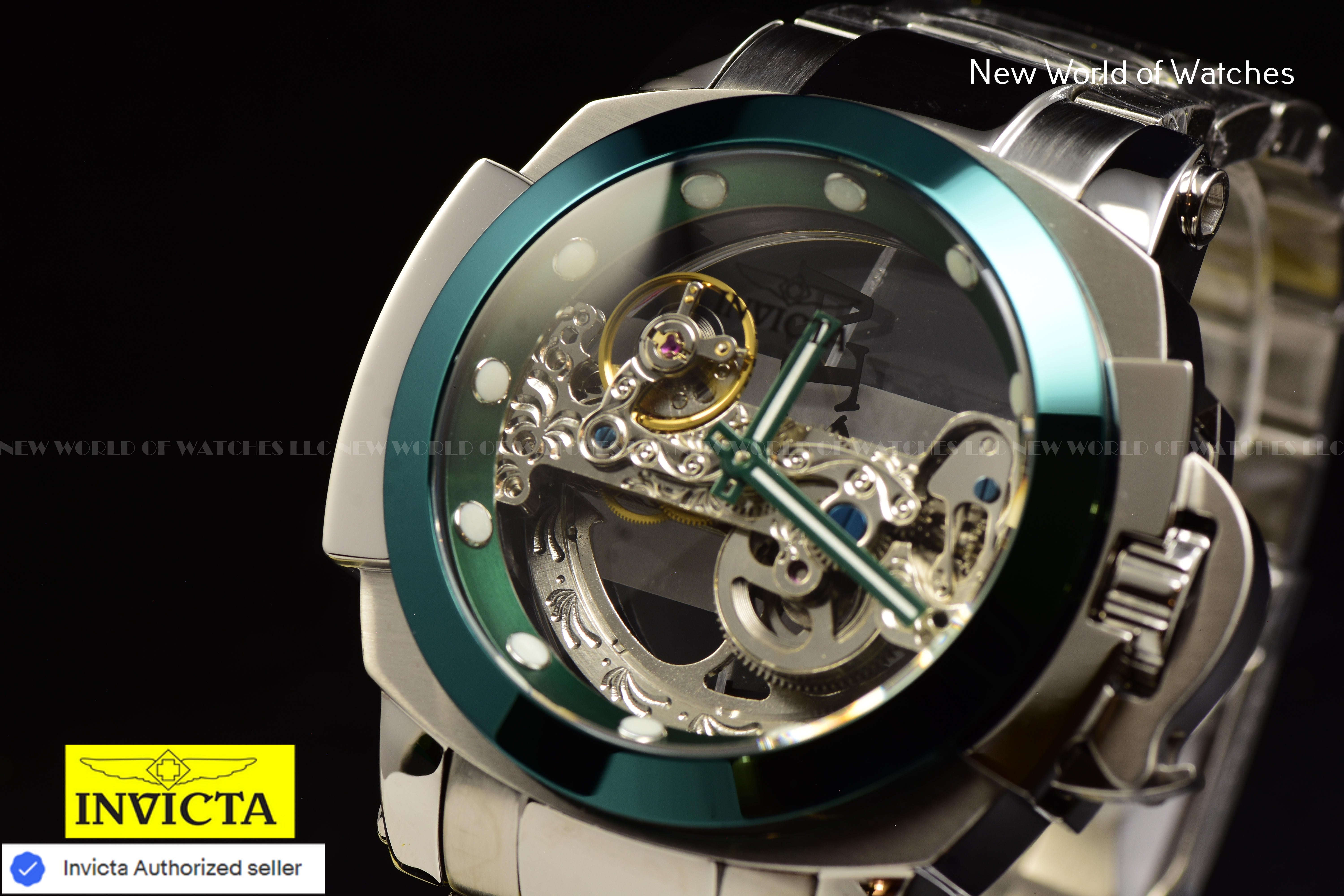Invicta Men's Coalition Forces MAN Of WAR Green Skeleton Dial AUTOMATIC Watch