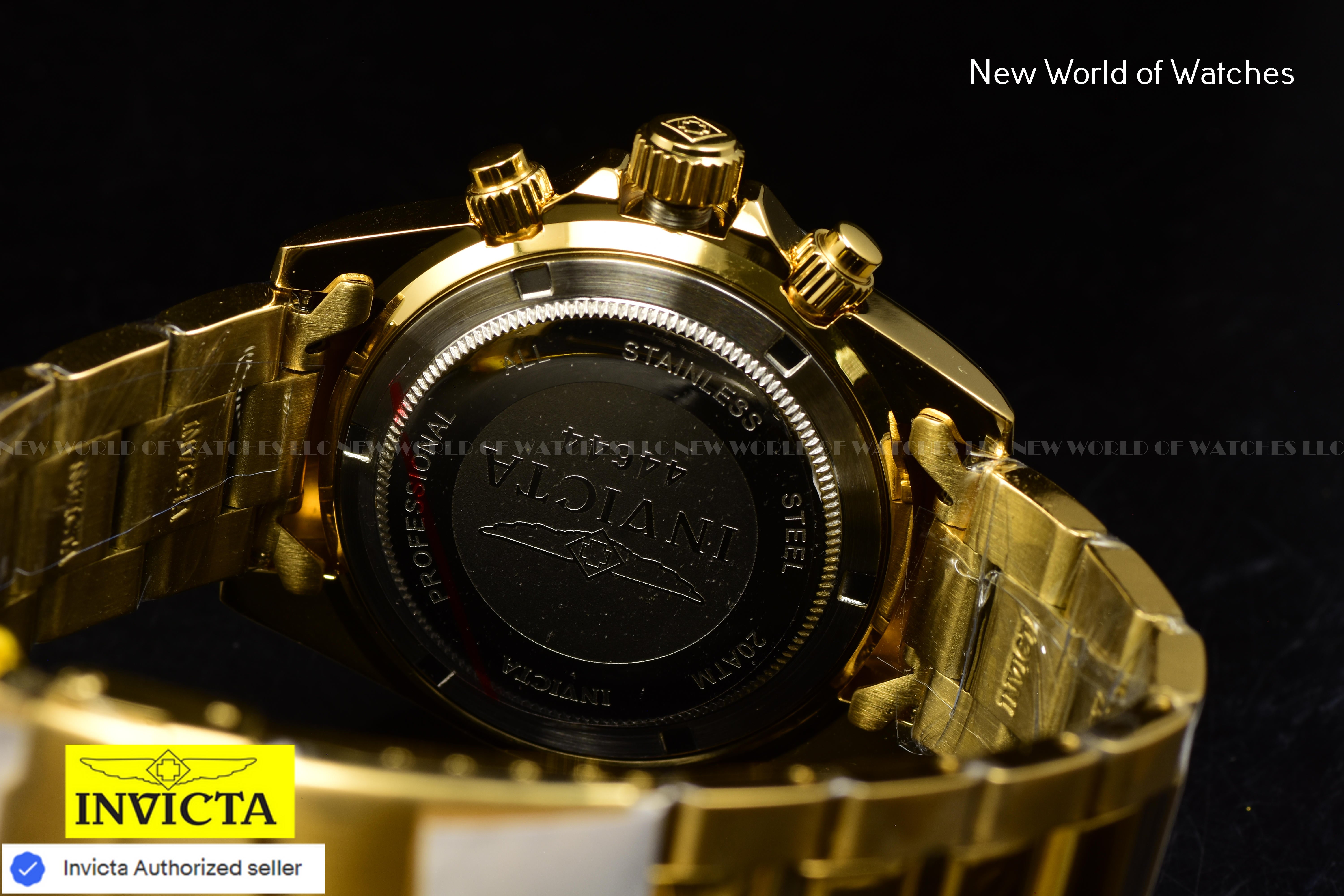 Invicta Men's Speedway Roulette Casino Chronograph Black Dial GMT Gold Watch