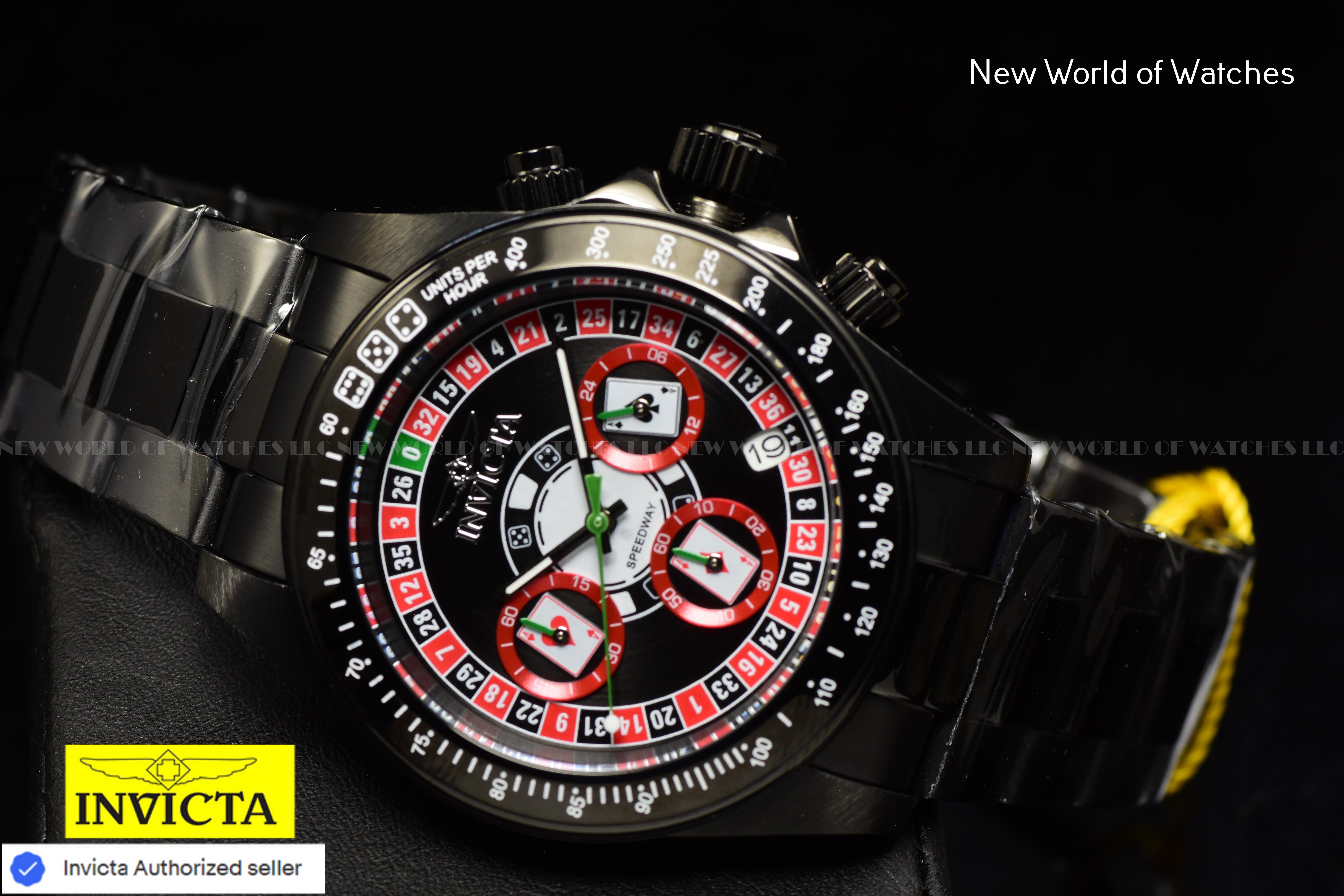 Invicta Men's Speedway Roulette Casino 39.5mm TRIPLE BLACK Chronograph Watch