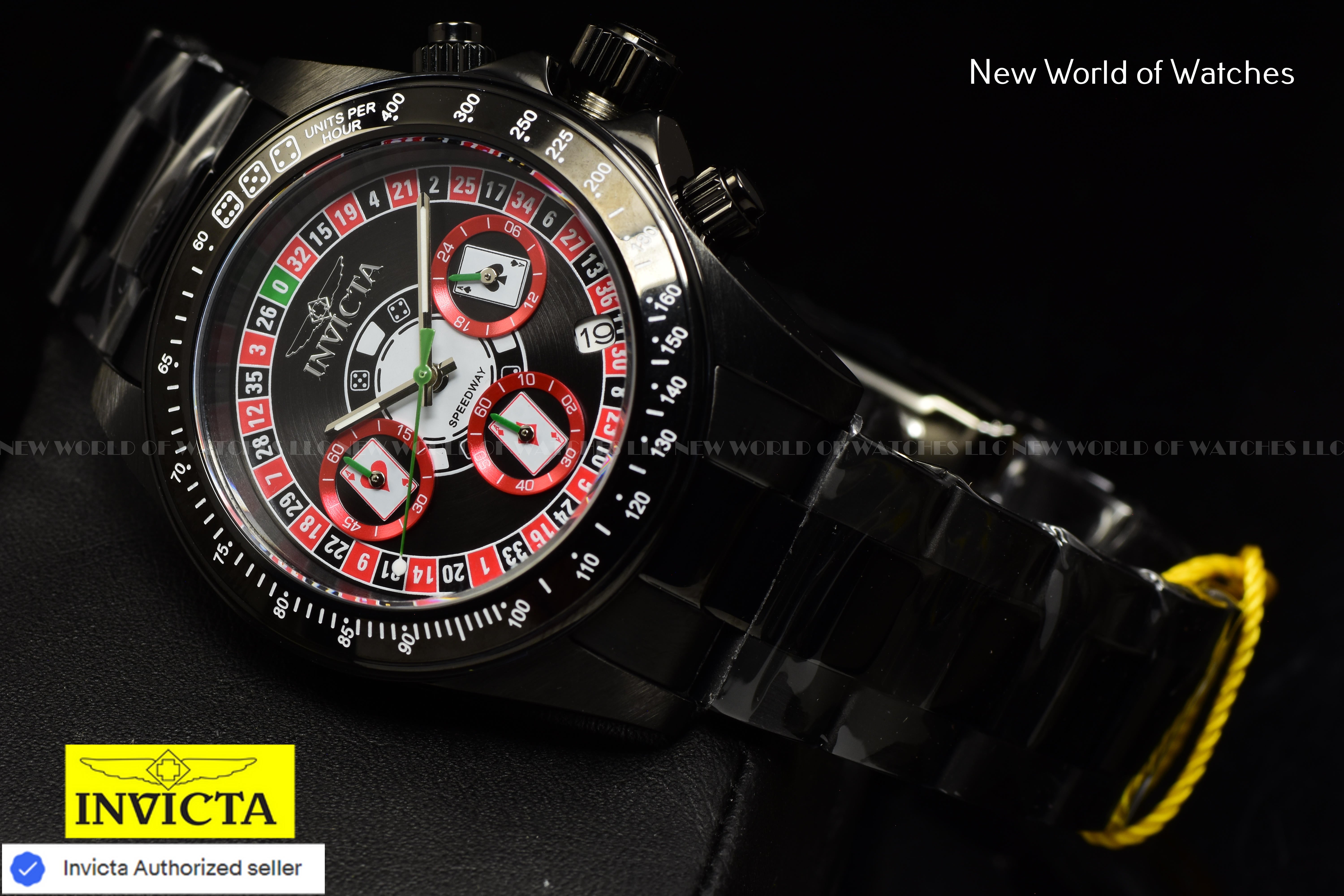 Invicta Men's Speedway Roulette Casino 39.5mm TRIPLE BLACK Chronograph Watch
