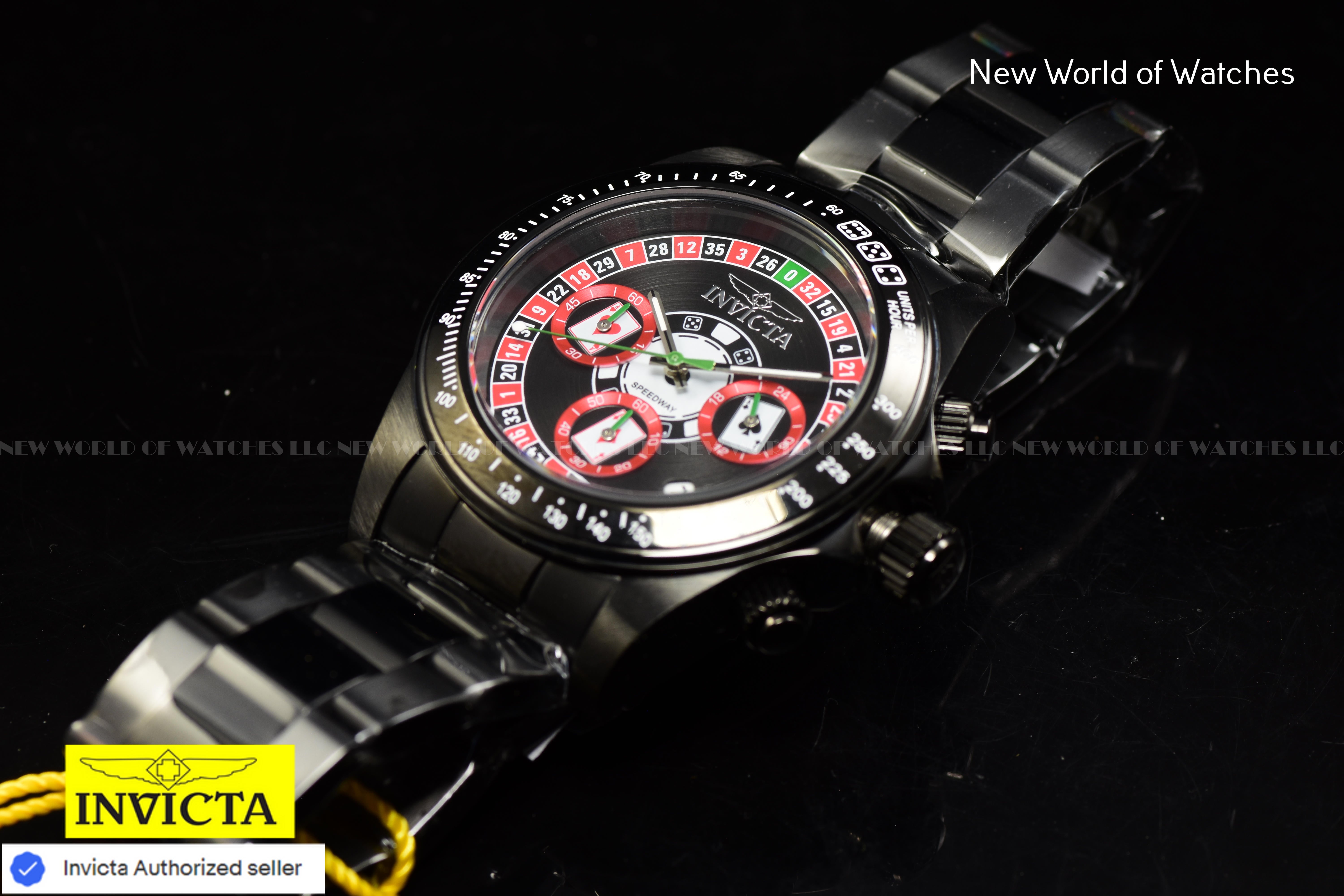 Invicta Men's Speedway Roulette Casino 39.5mm TRIPLE BLACK Chronograph Watch
