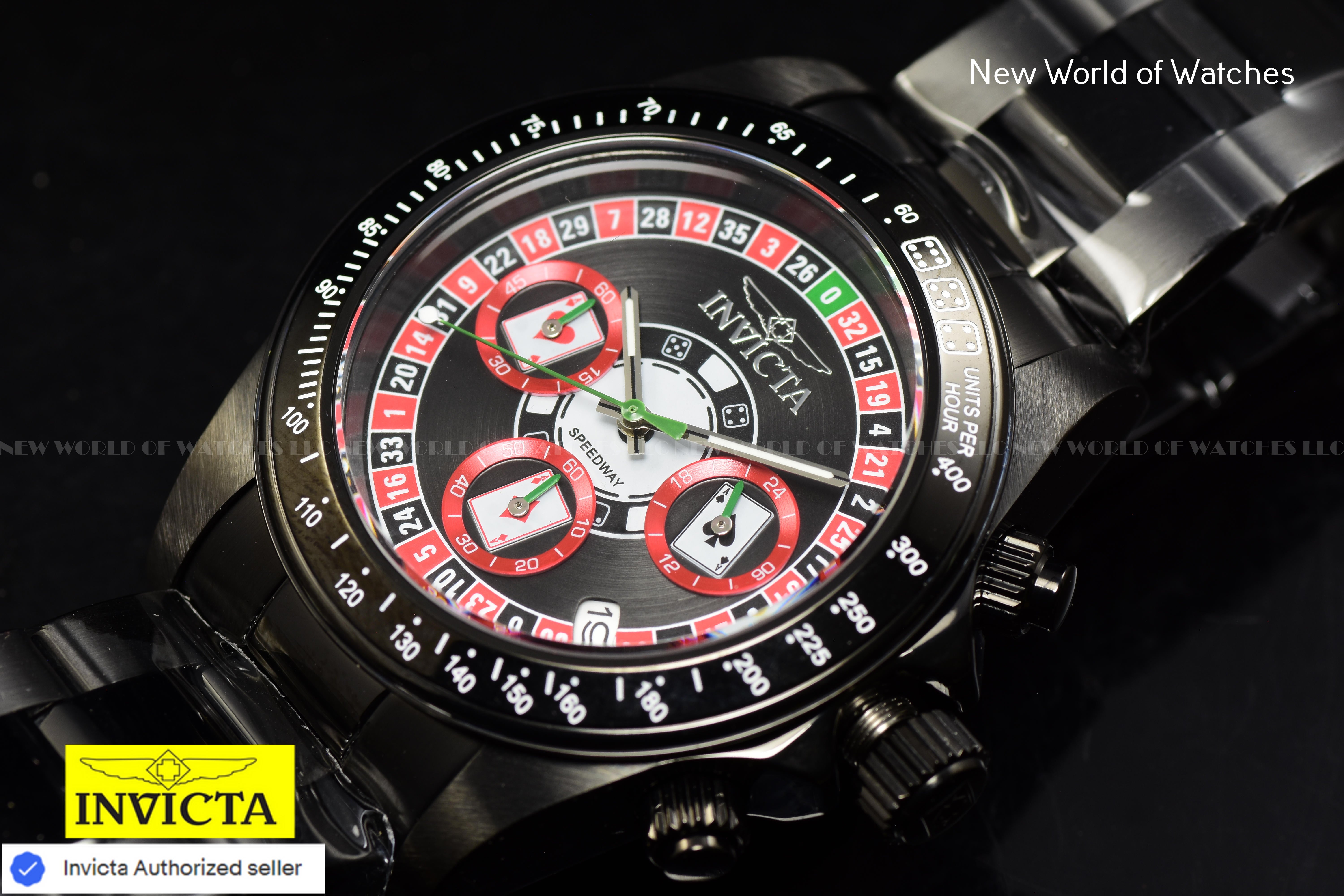 Invicta Men's Speedway Roulette Casino 39.5mm TRIPLE BLACK Chronograph Watch