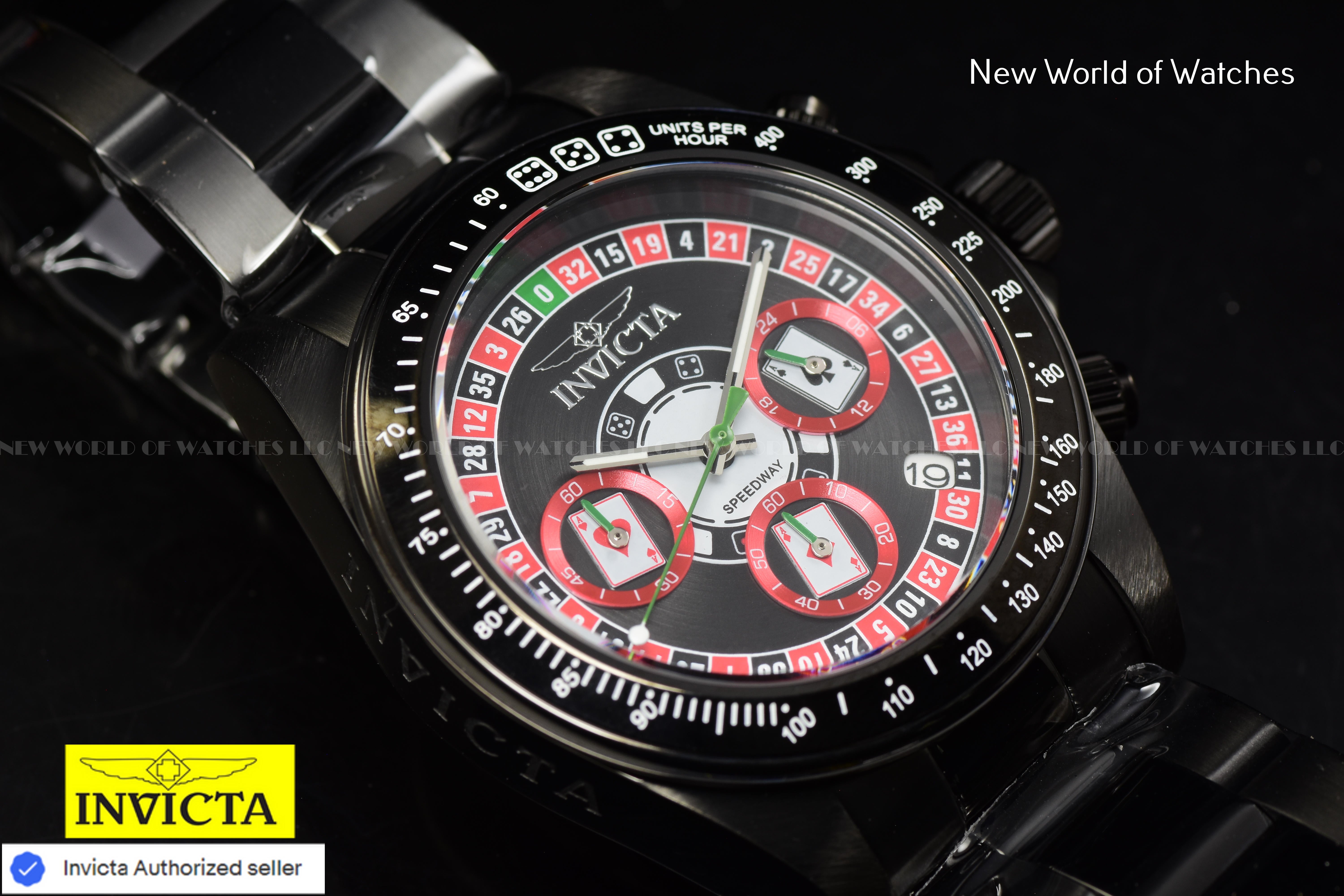 Invicta Men's Speedway Roulette Casino 39.5mm TRIPLE BLACK Chronograph Watch